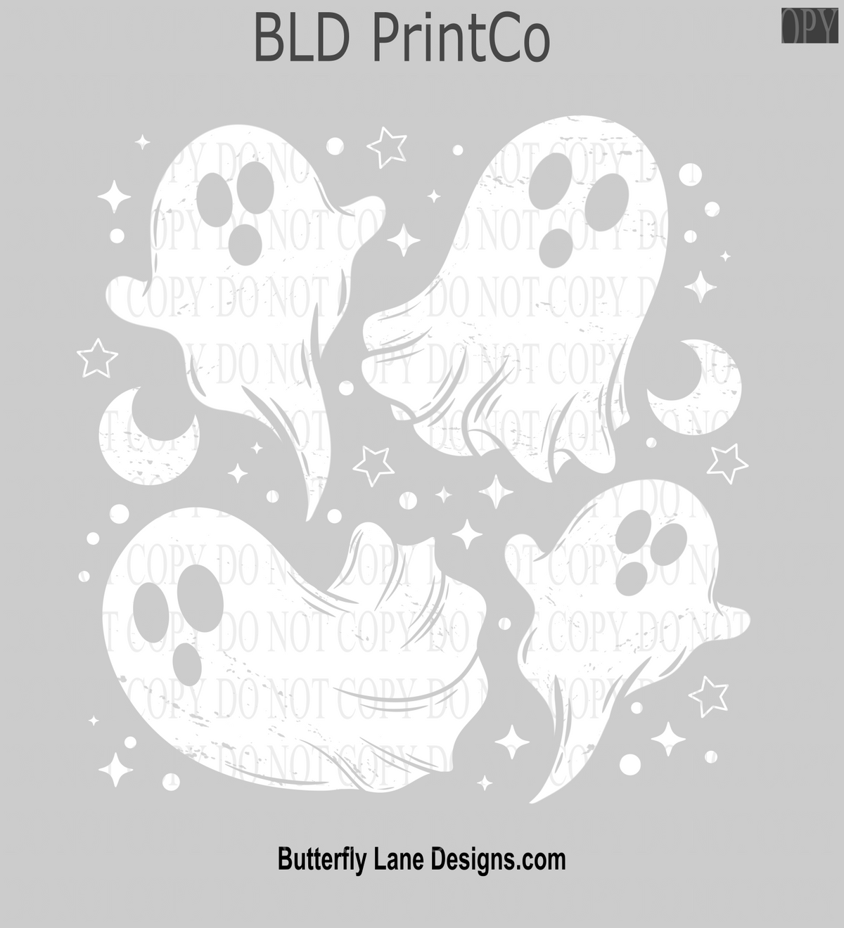 Ghost Halloween Decal | White Floating Ghosts, Moons & Stars | D3238