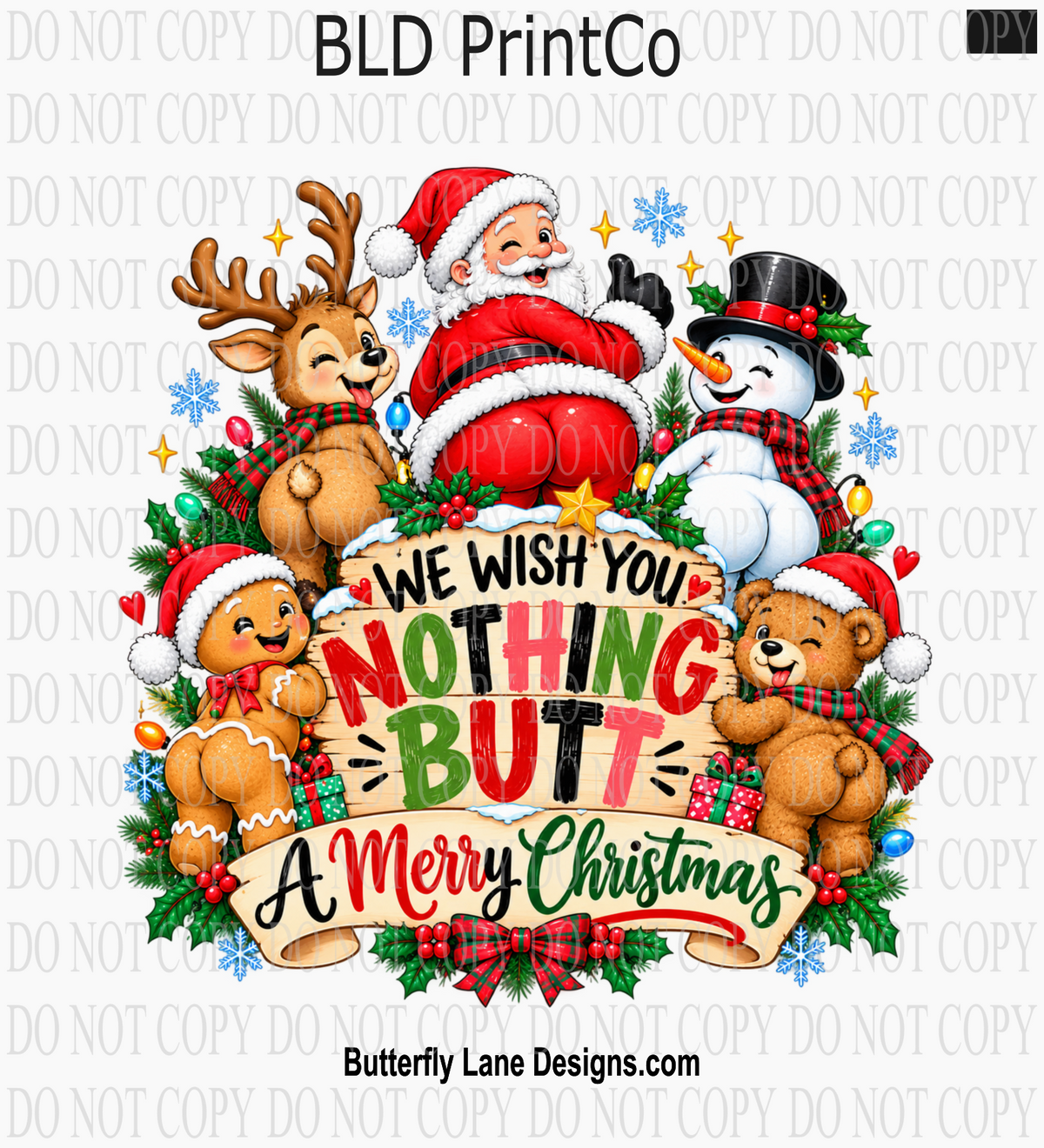Nothing BUTT A Merry Christmas Wreath | Cute Cheeky Holiday Friends | D3375