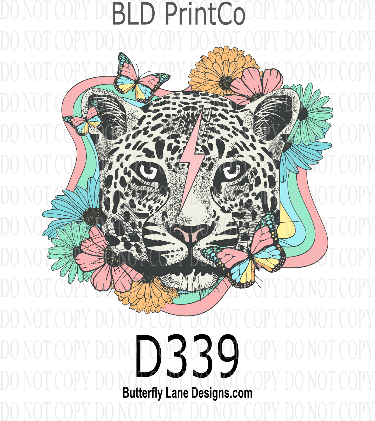 D339 Retro Leopard with florals- Clear Decal :: VC Decal