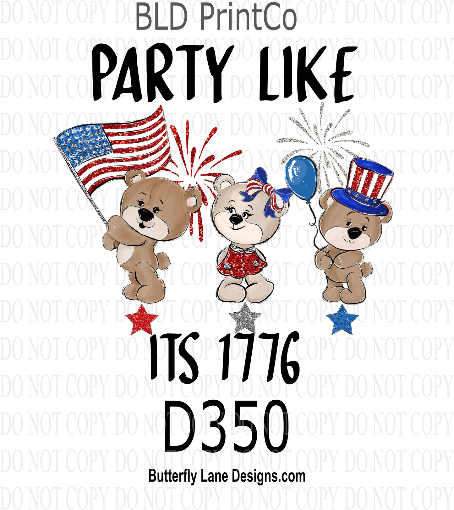 D350 Party Like its 1776  Clear Decal :: VC Decal