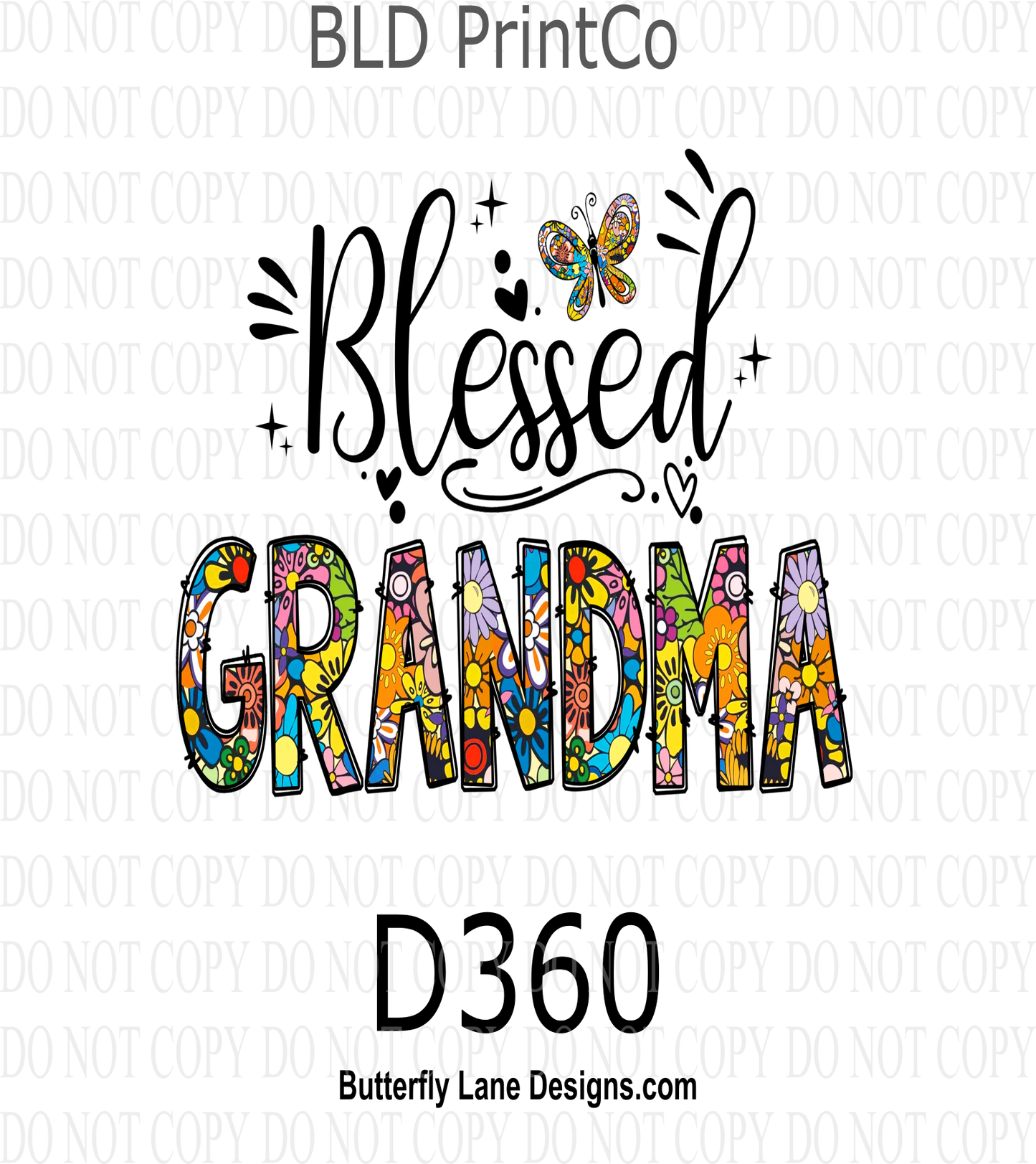 D360 Blessed Grandma ::  Clear Decal :: VC Decal