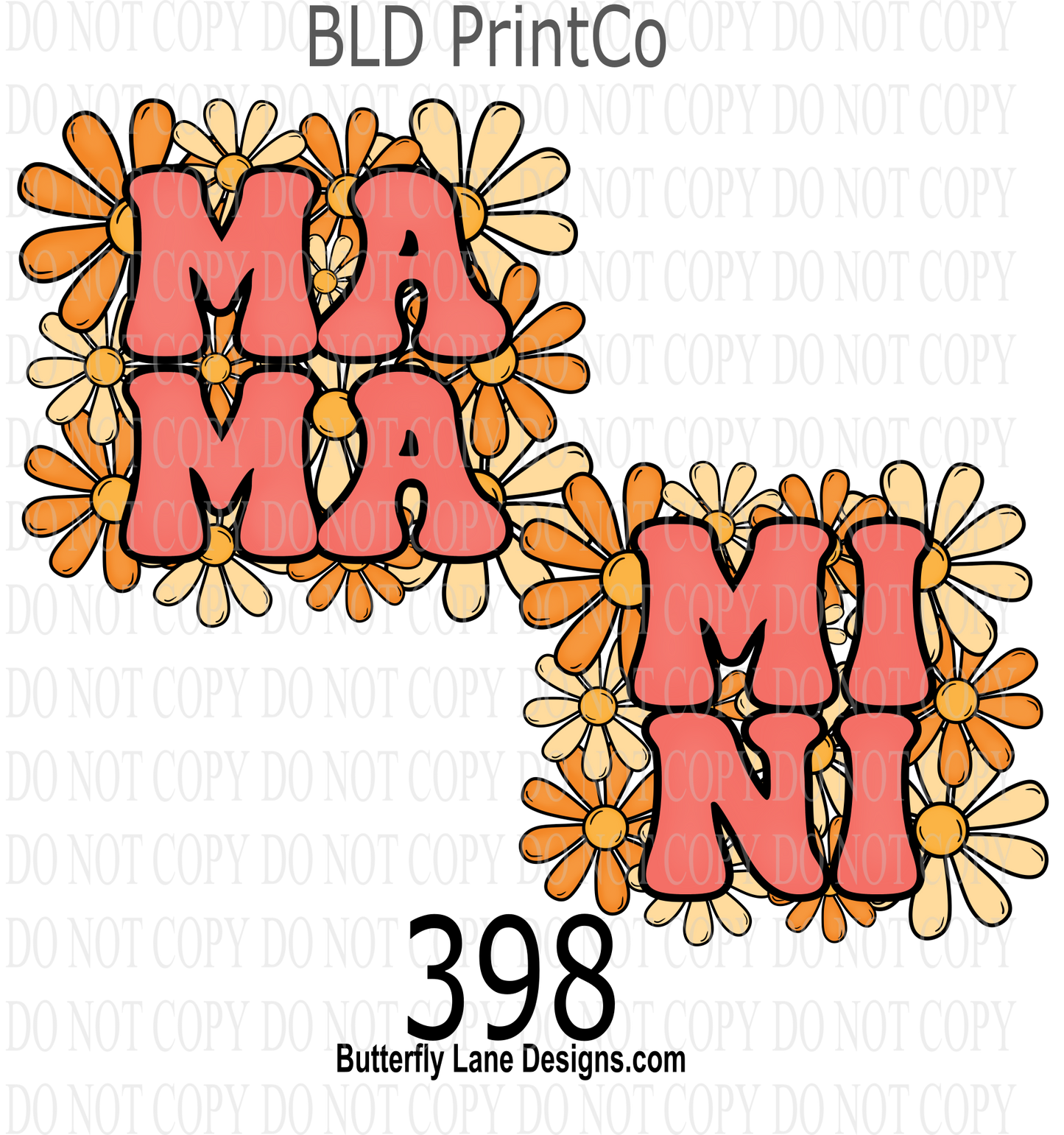 D398 MaMa-MiNi  SET  Groovy Floral ::  Clear Decal :: VC Decal