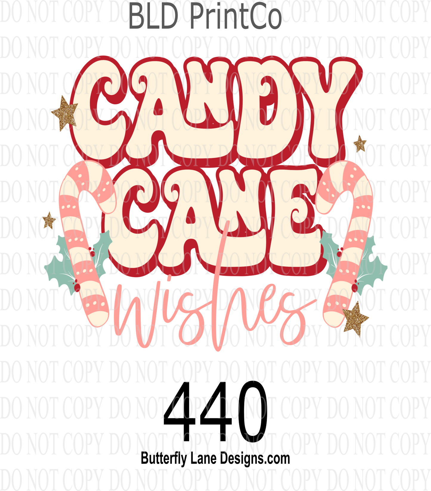 D440 Candy Cane Wishes:: Clear Decal :: VC Decal
