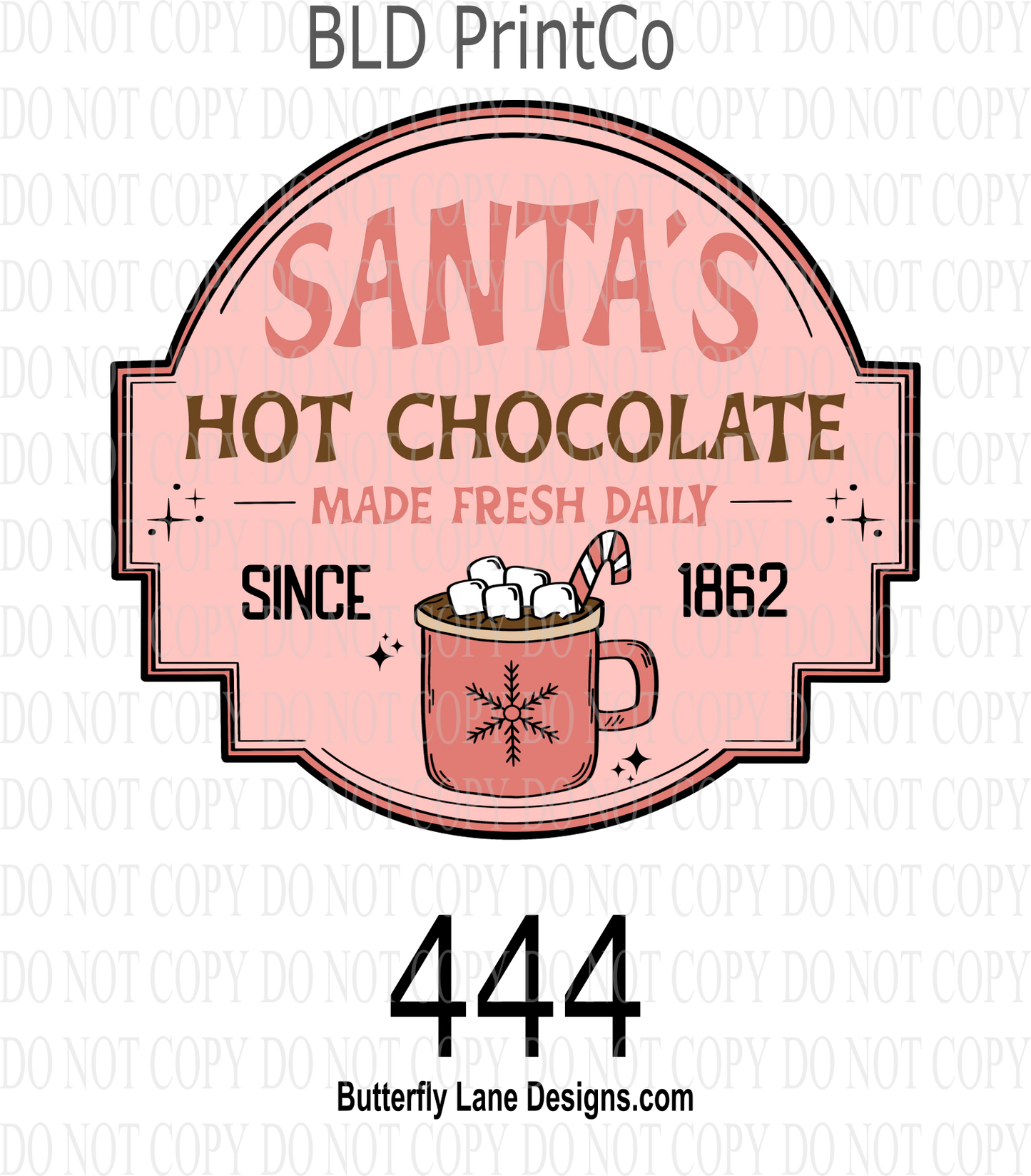D444 Santas Hot Coco Label :: Clear Decal :: VC Decal