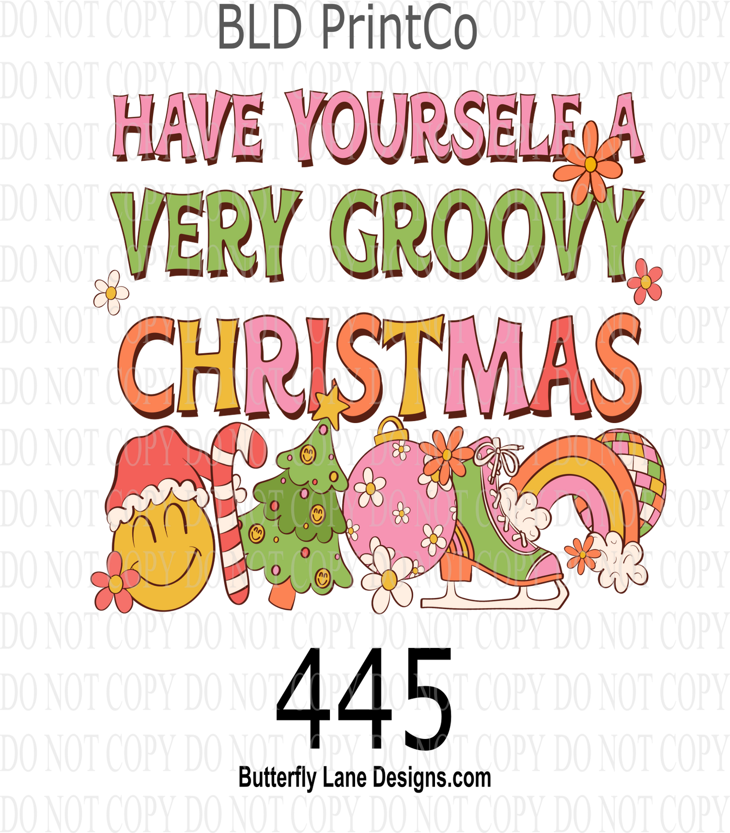 D445 Have yourself a very groovy Christmas :: Clear Decal :: VC Decal