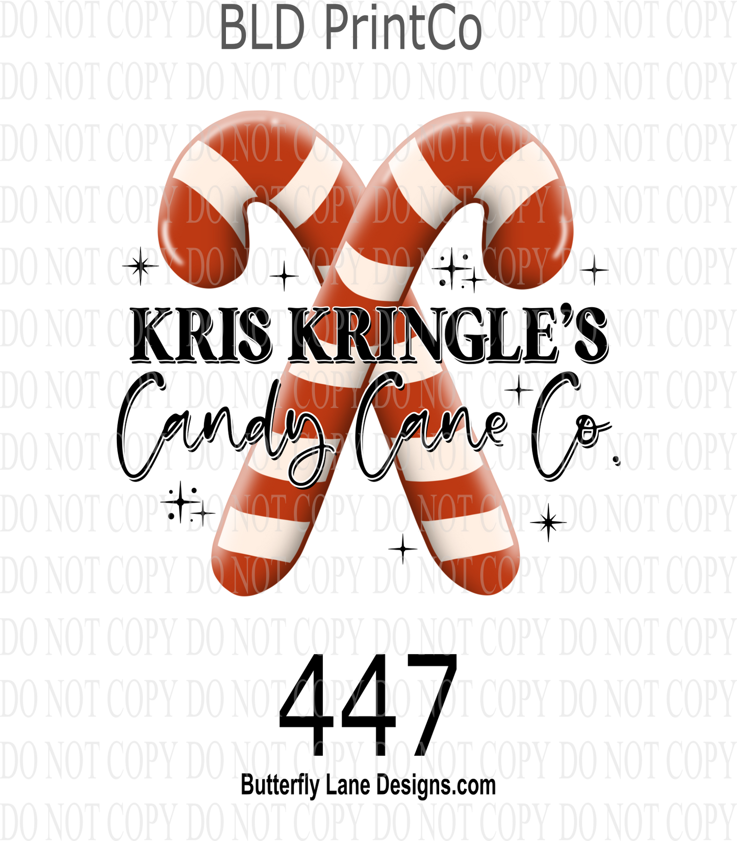 D447 Kris Kringles Candy Cane Co ::  Clear Decal :: VC Decal