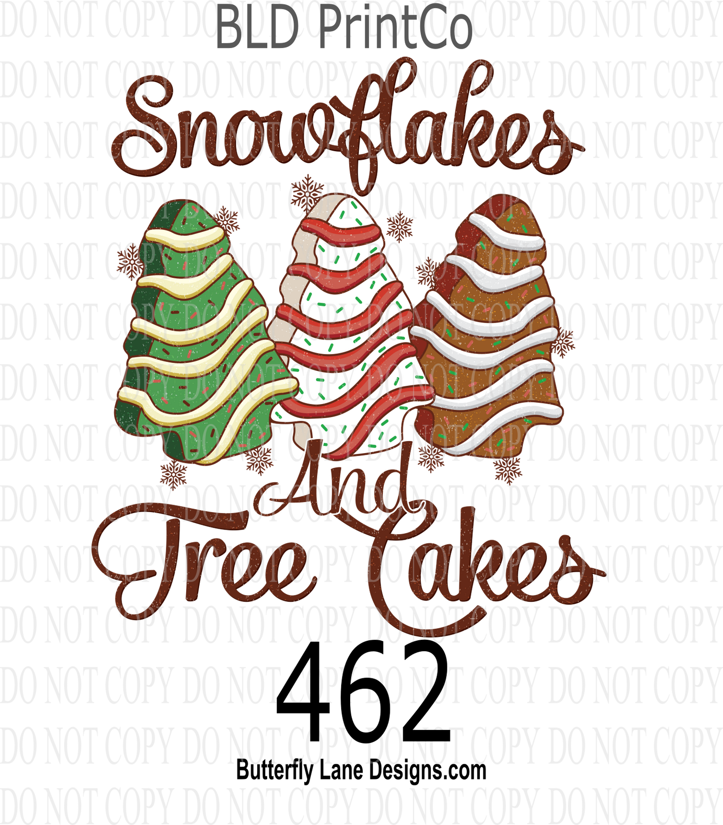 D462 Snow flakes and tree cakes ::  Clear Decal :: VC Decal