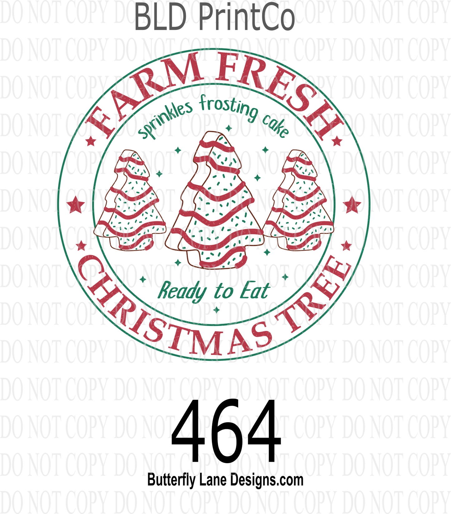 D464 Farm Fresh Christmas tree -cake- ::  Clear Decal :: VC Decal