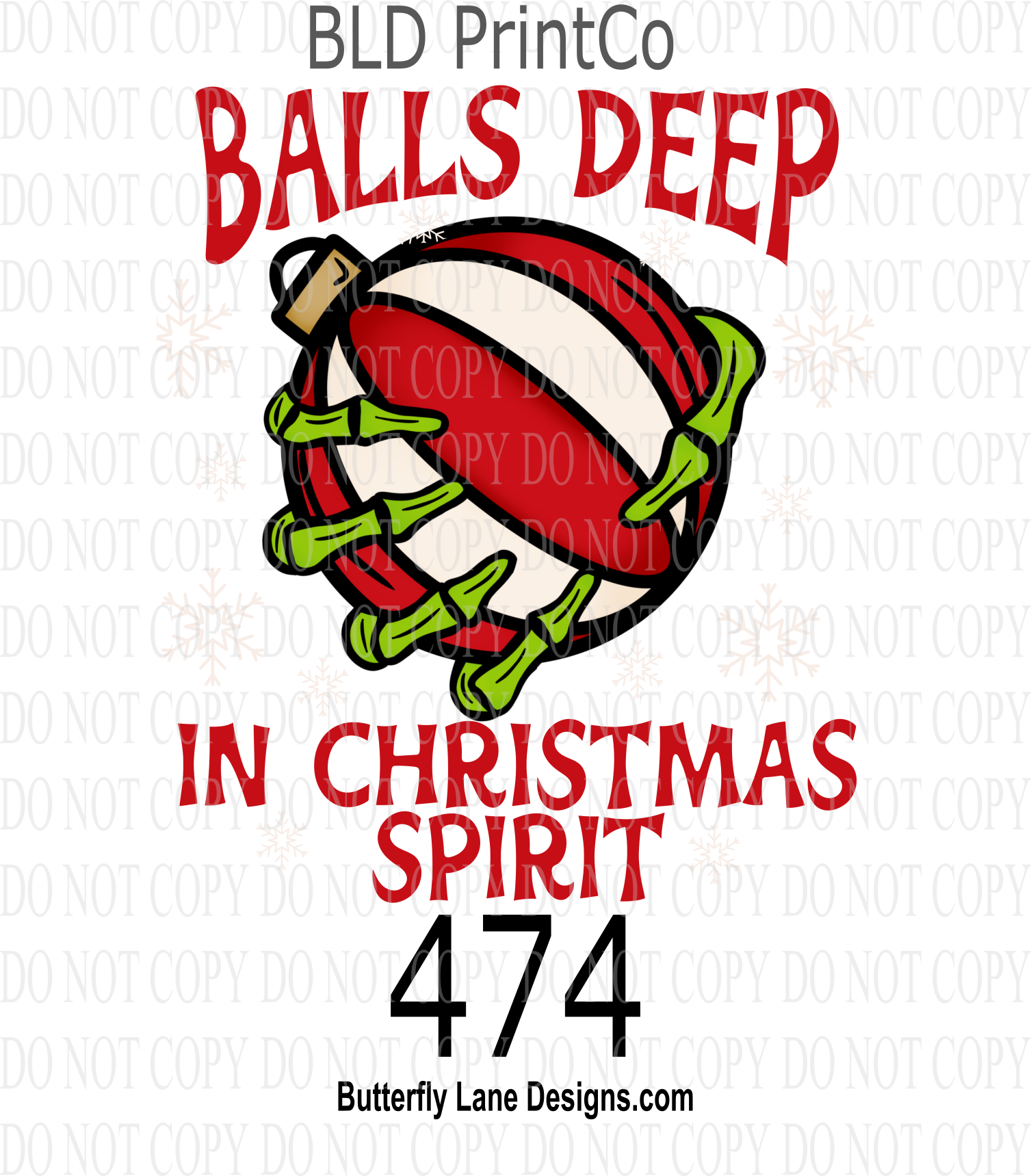 D474 Balls Deep in Christmas Spirit :: Clear Decal :: VC Decal