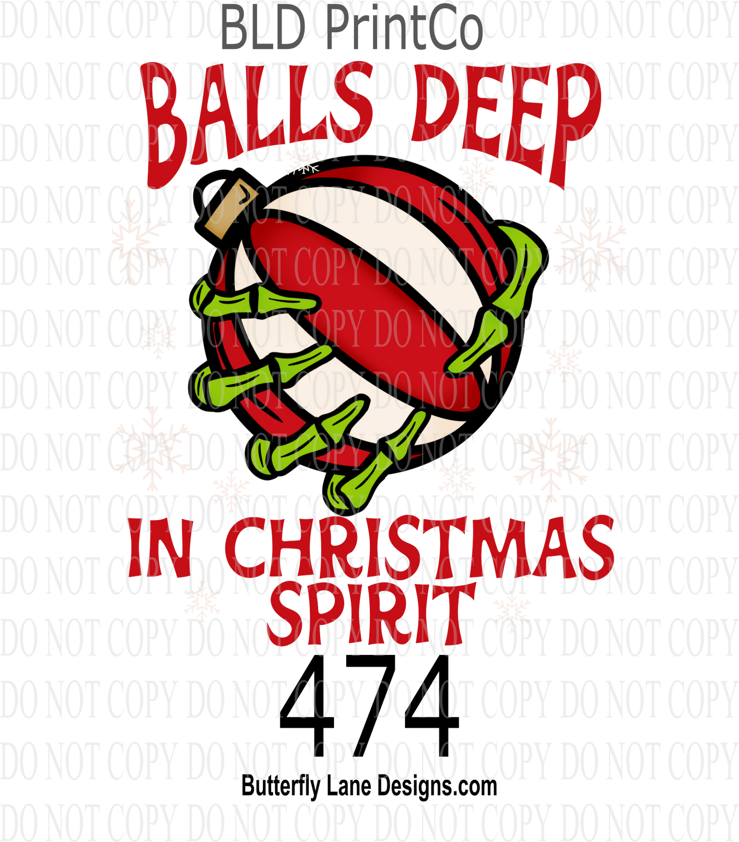 D474 Balls Deep in Christmas Spirit :: Clear Decal :: VC Decal