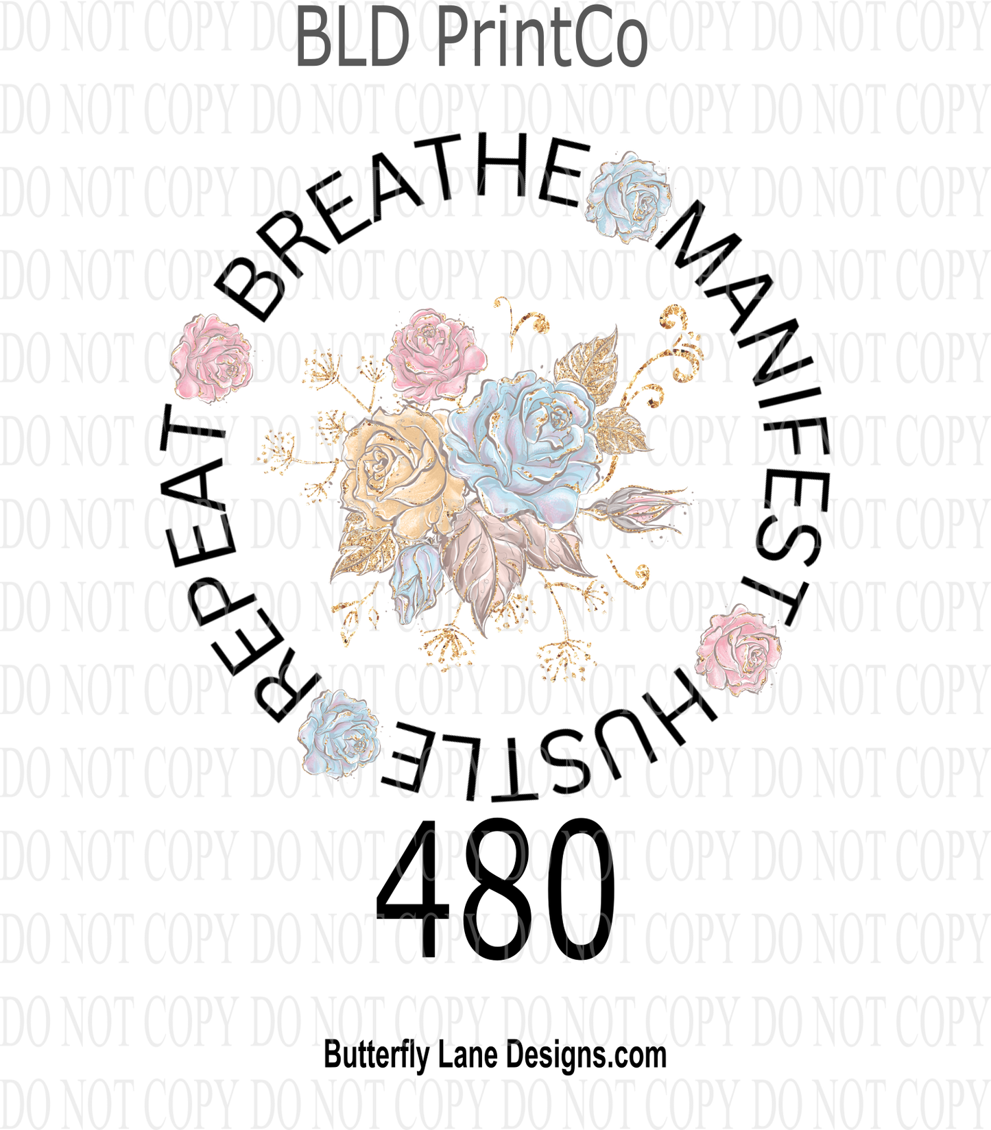 D480 Breathe-Manifest-Hustle-Repeat ::  Clear Decal :: VC Decal