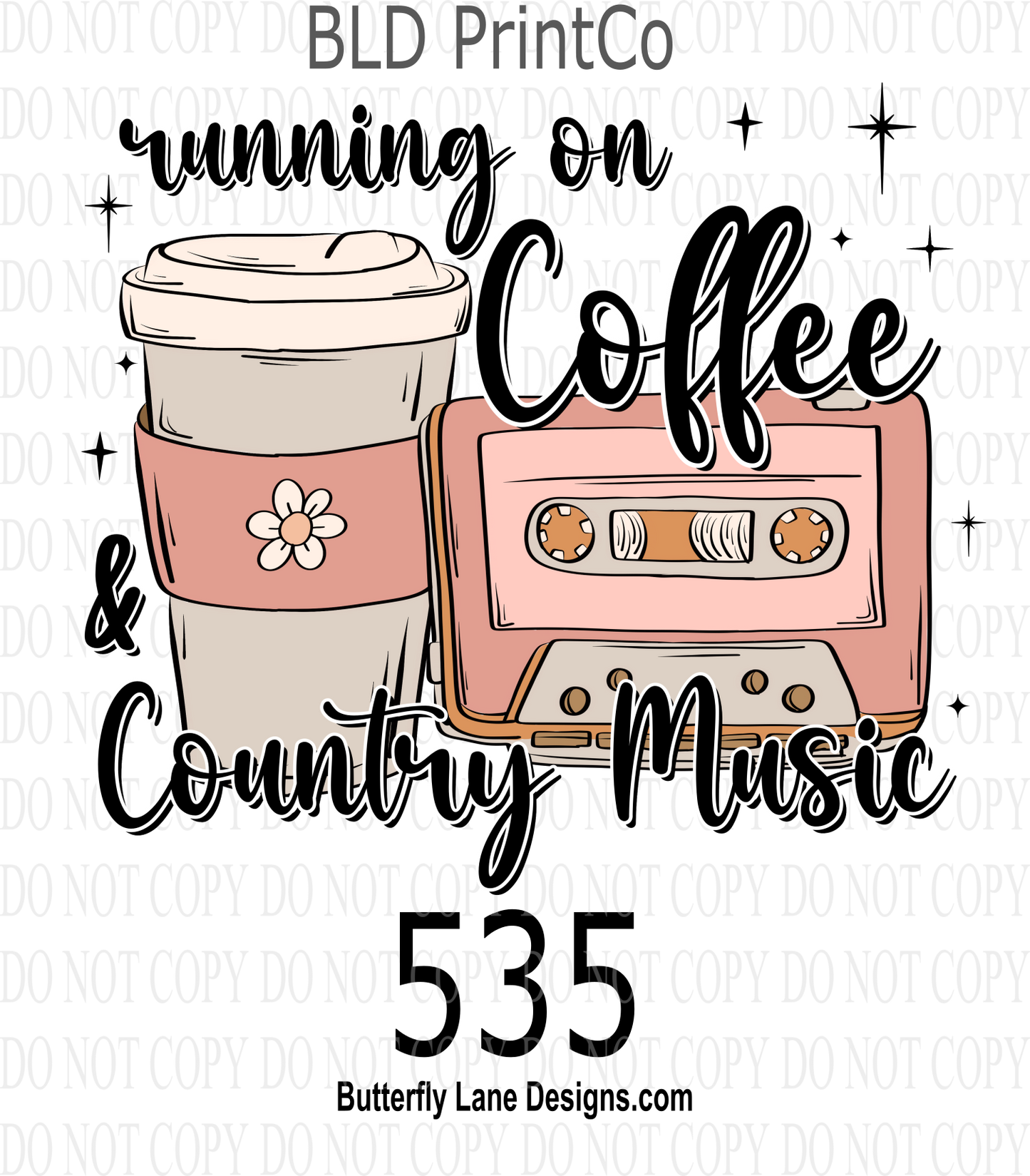 Coffee & Country Music- D535 :: Clear Decal :: VC Decal