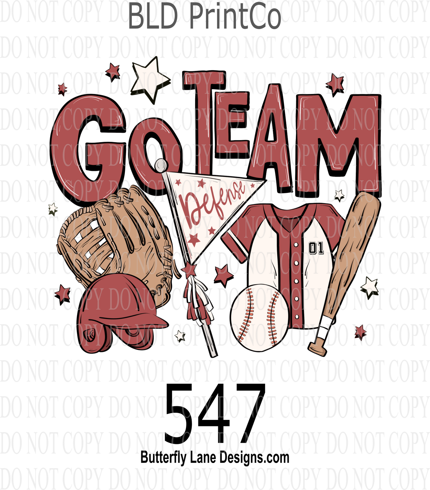 D547 Go Team-Baseball :: Clear Decal :: VC Decal