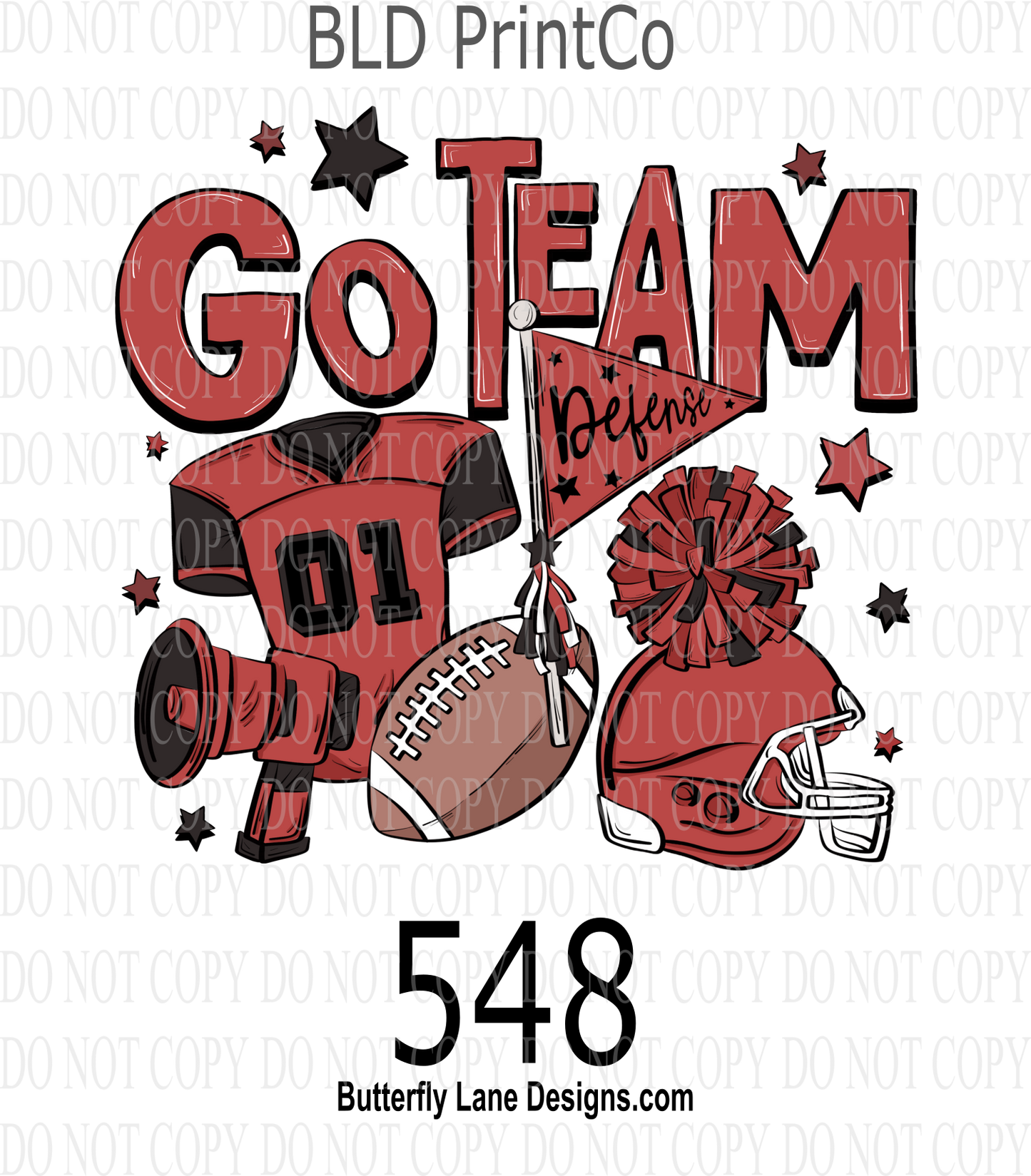 D548 Go Team-Football:: Clear Decal :: VC Decal