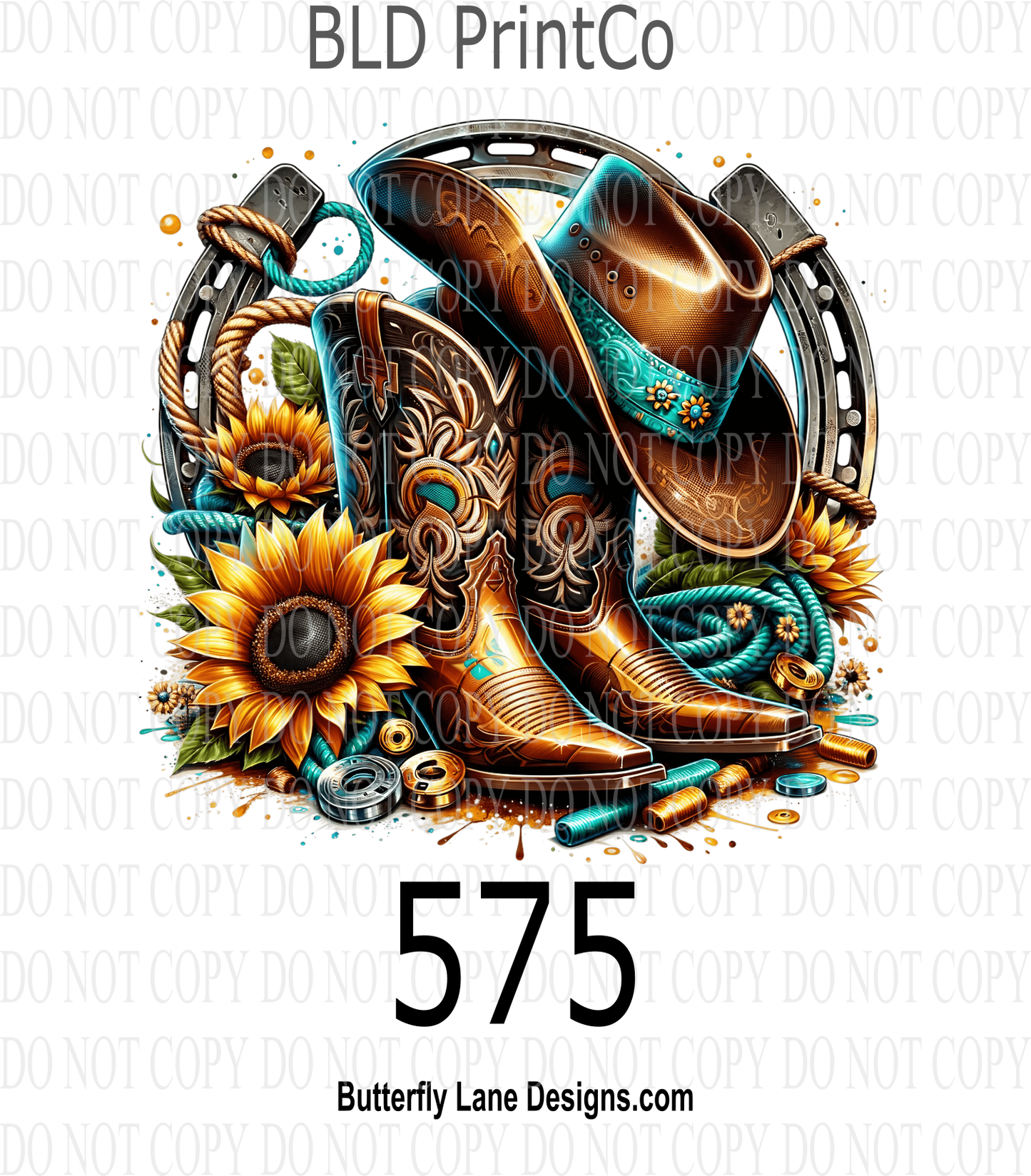 D575 Country Boots-Hats and horseshoes. :: Decal