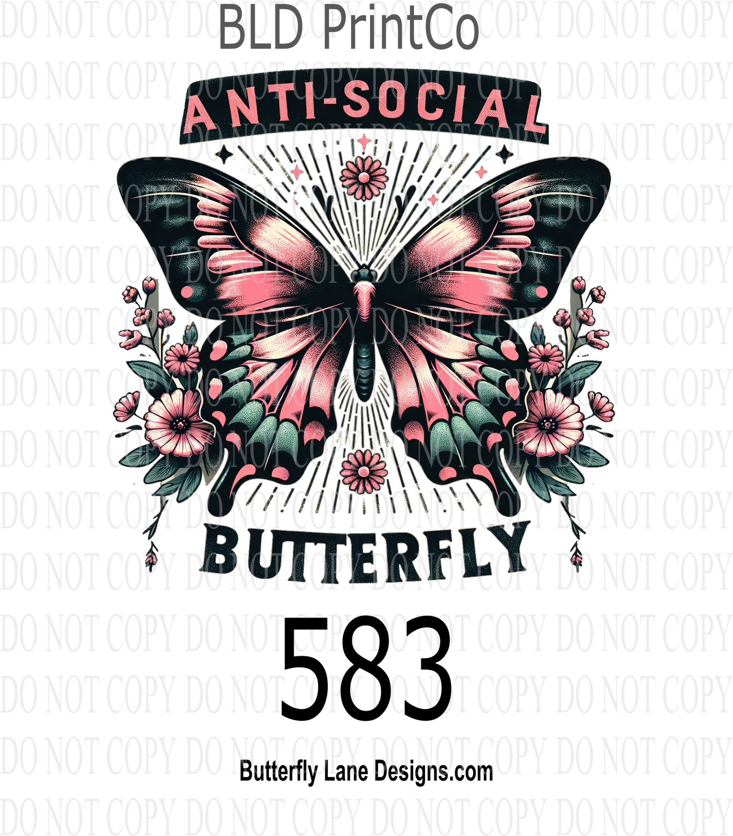 D583 Anti-Social butterfly::  Decal