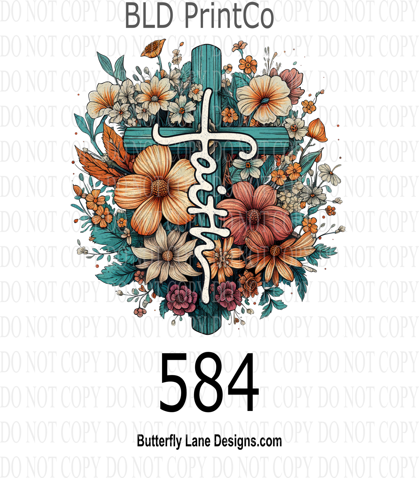 D584 Floral Faith ::  Decal