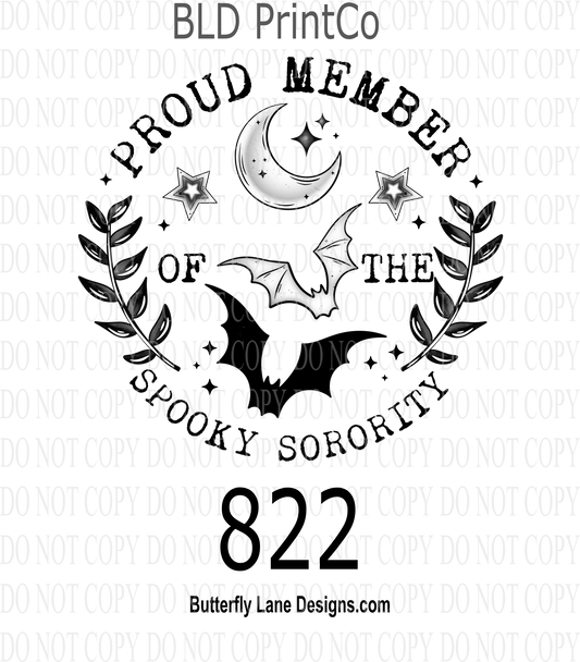 D822 Proud Member of the Spooky Sorority - Black Text