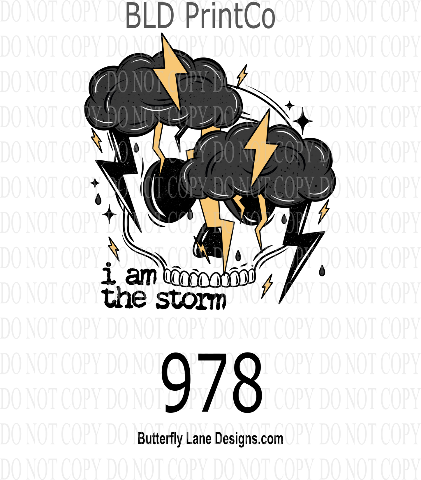 D 978 I am the storm- black text