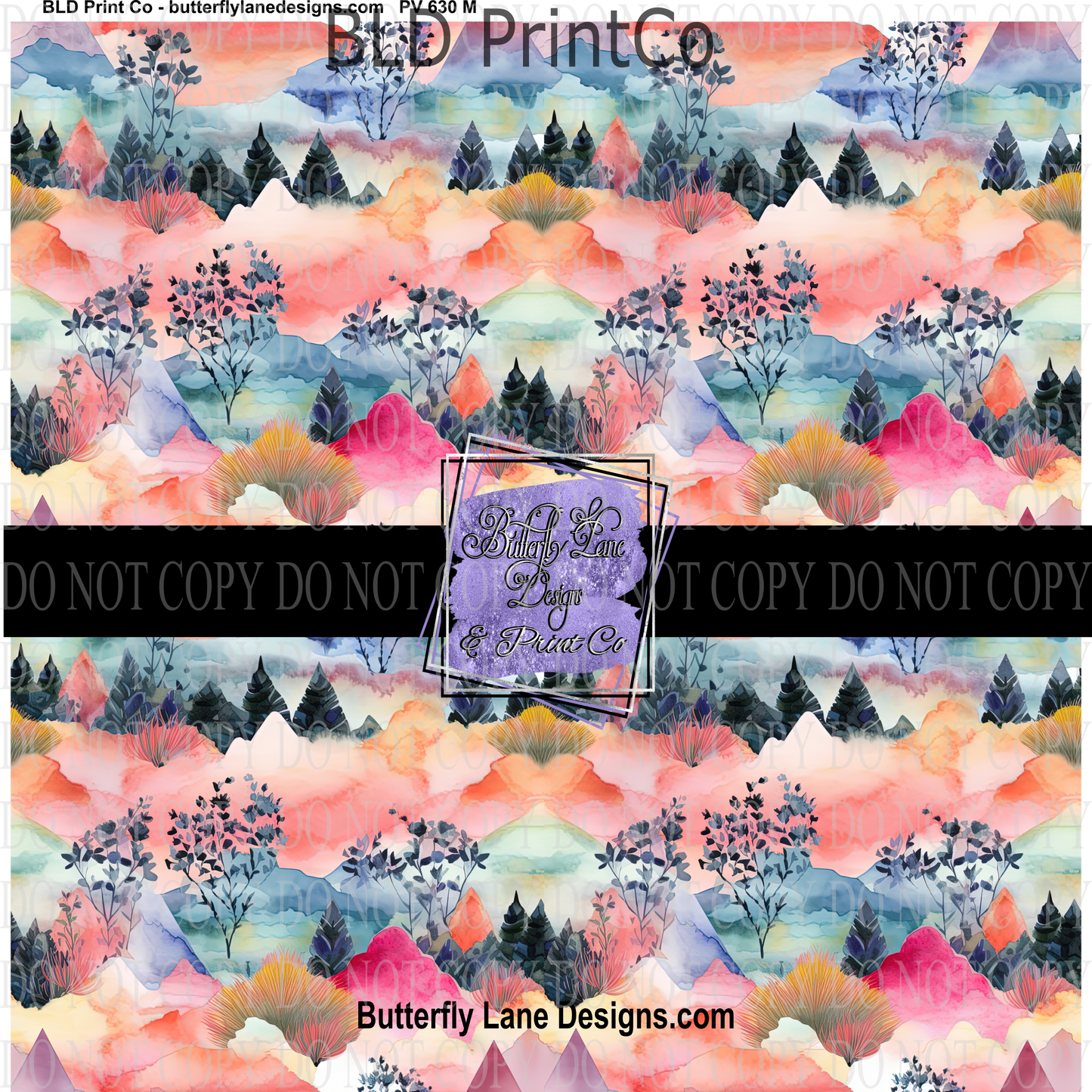 Deep Pastel watercolor mountains PV630-  Patterned Vinyl