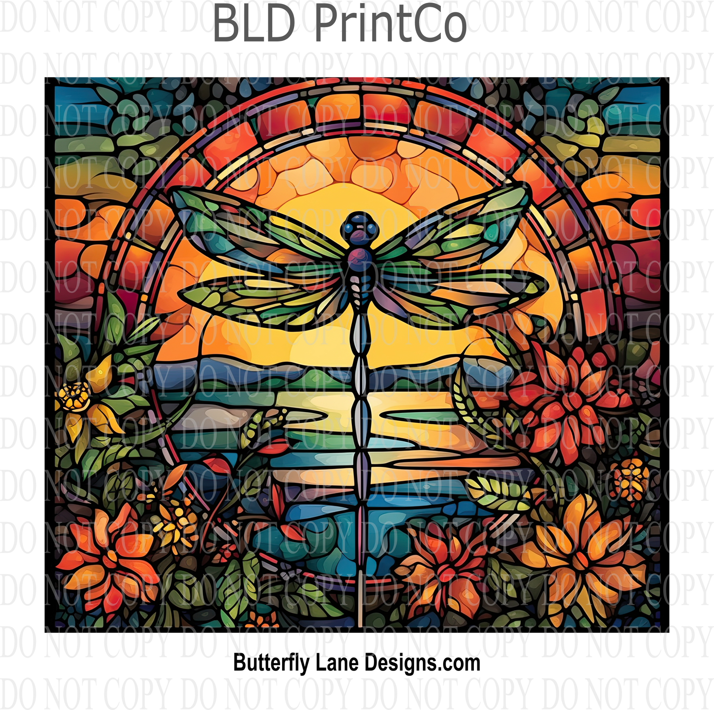 Dragon Fly 2- stained glass effect : Tumbler wrap W41