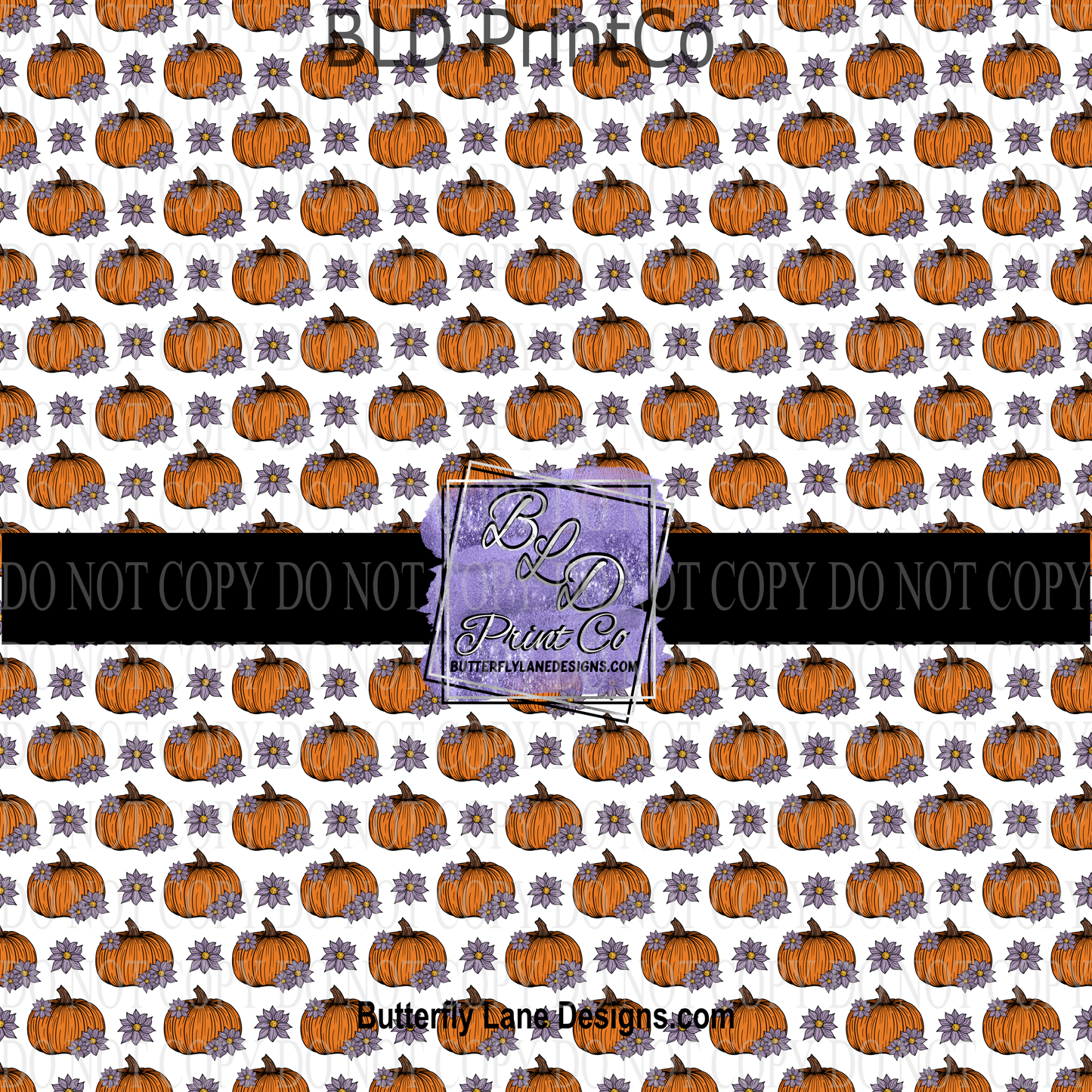 Halloween Cute pumpkins with  purple florals   PV 699 Patterned Vinyl