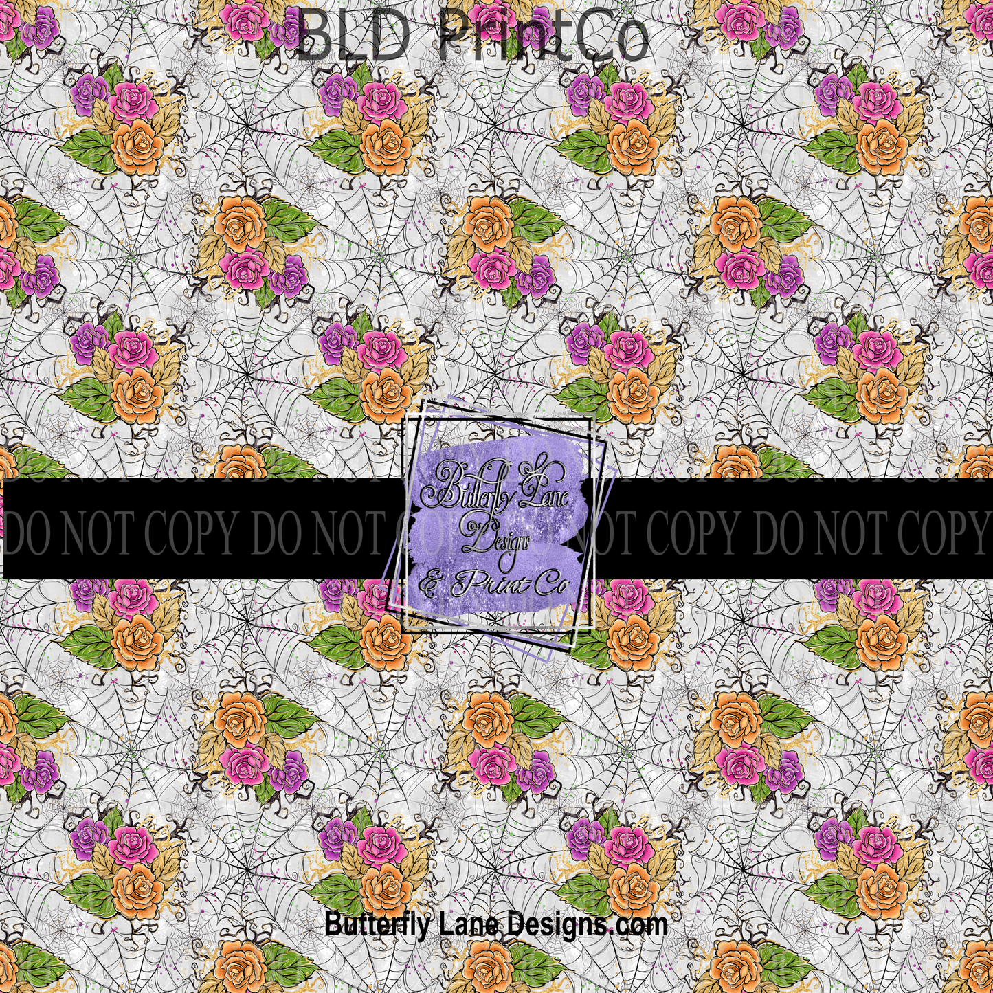 Halloween Florals with webs - PV 658 Patterned Vinyl