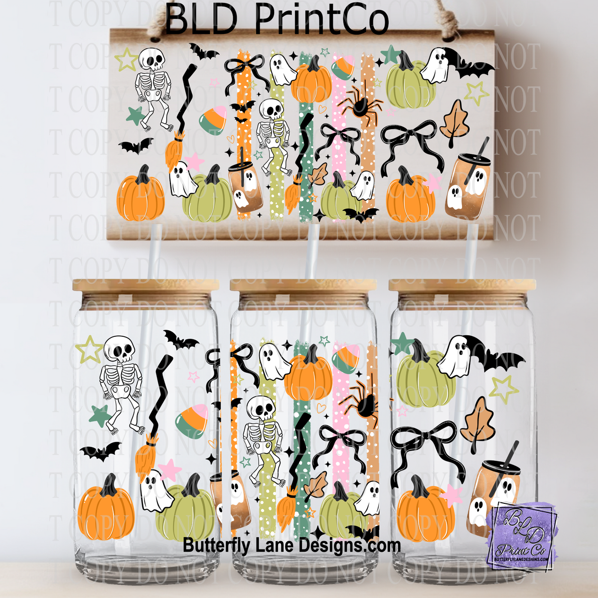Halloween Stripe | Skeletons, Pumpkins & Ghosts | L1085