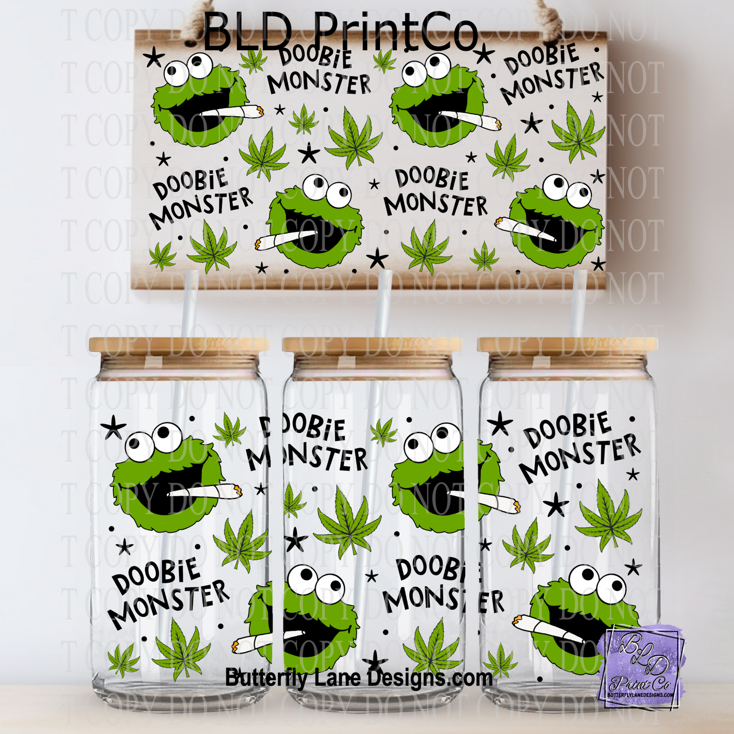 Doobie Monster | Green Character with Leaf Pattern | L1020