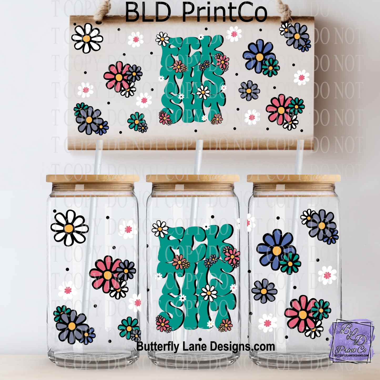 Retro Floral Quote | Sassy Eff this shit & Daisy Flowers | L1058