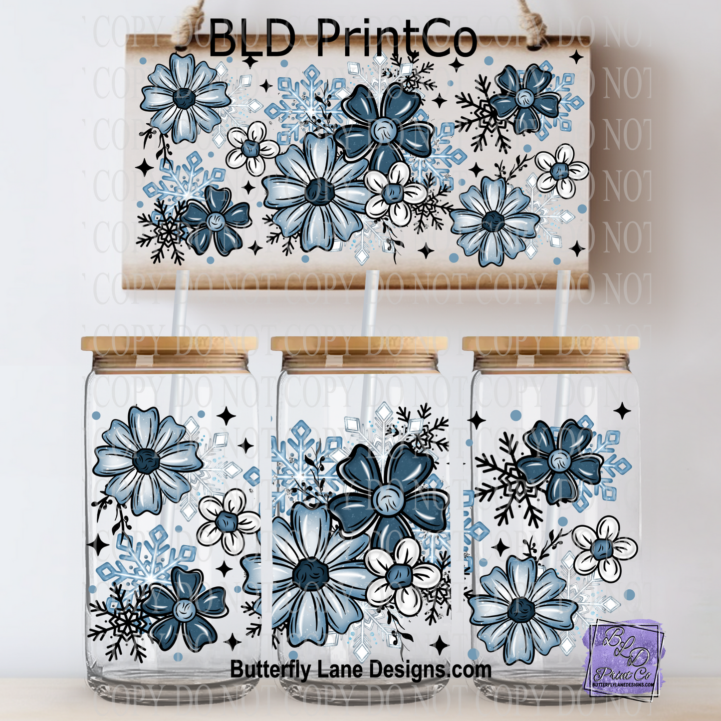 L728 Winter Blue Florals