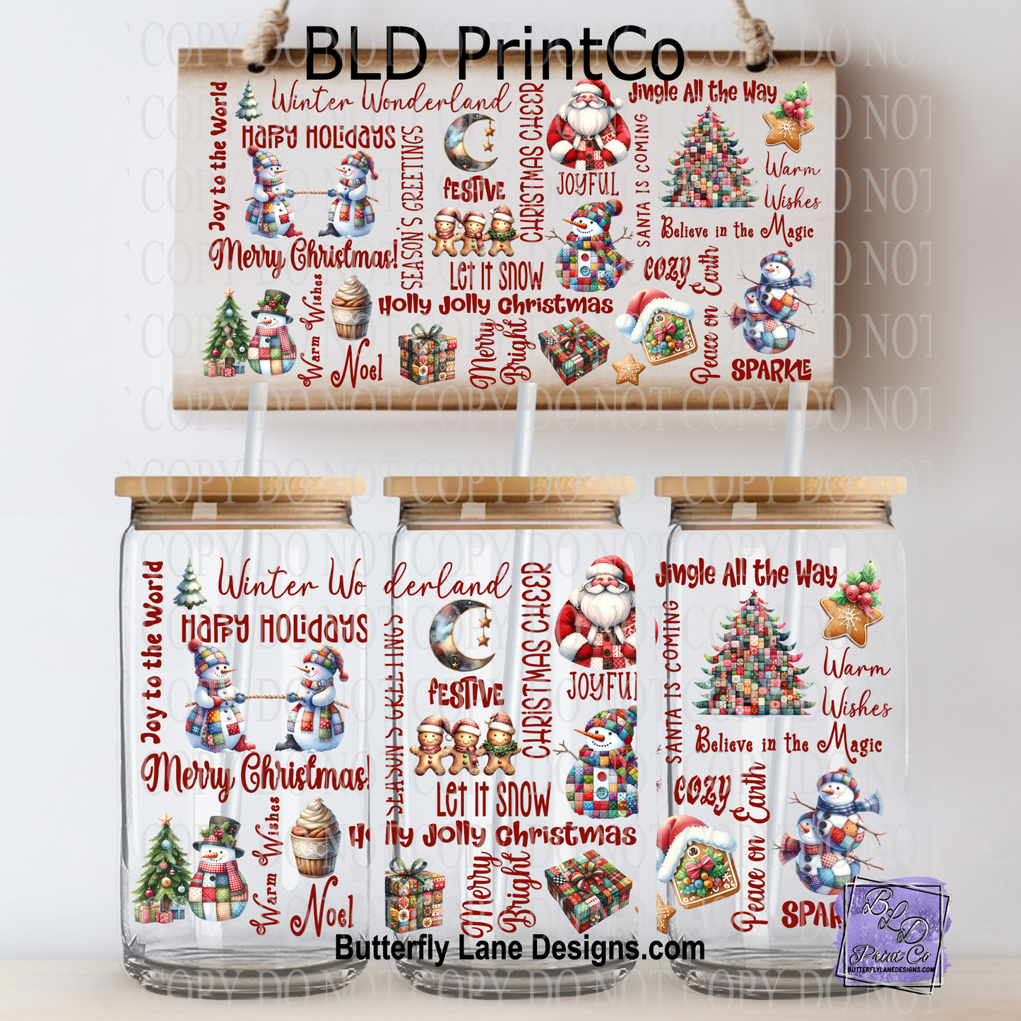 L737 Christmas Collage-subway tile style-Red