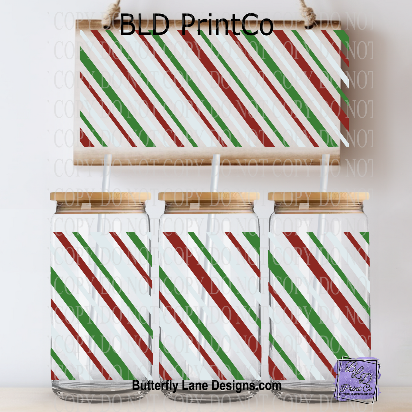 L745 Candy Cane stripes-green