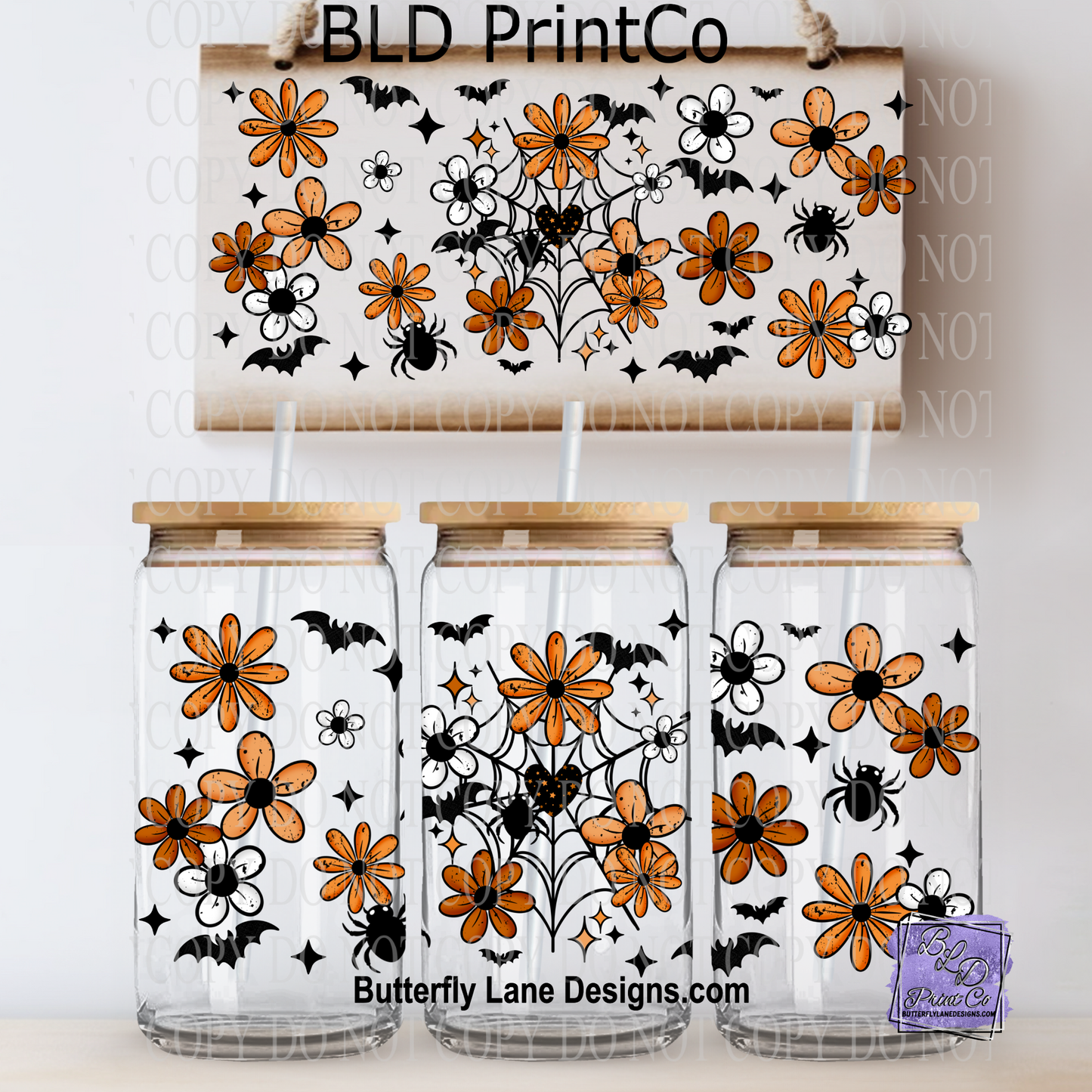 L779 Spooky Florals with spiders and bats