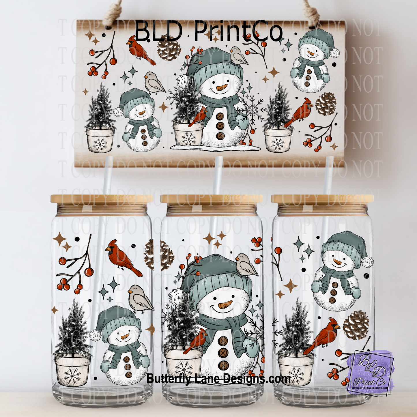 L835 Snowman & winter Birds