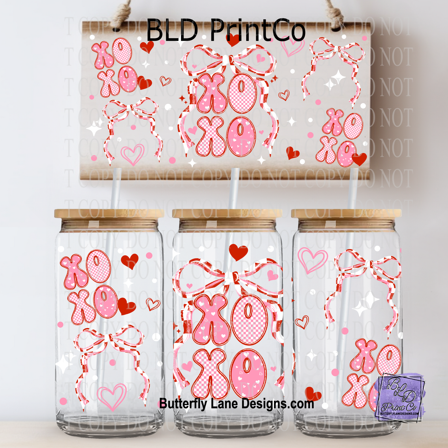 L881 xoxo checker bow- Valentines