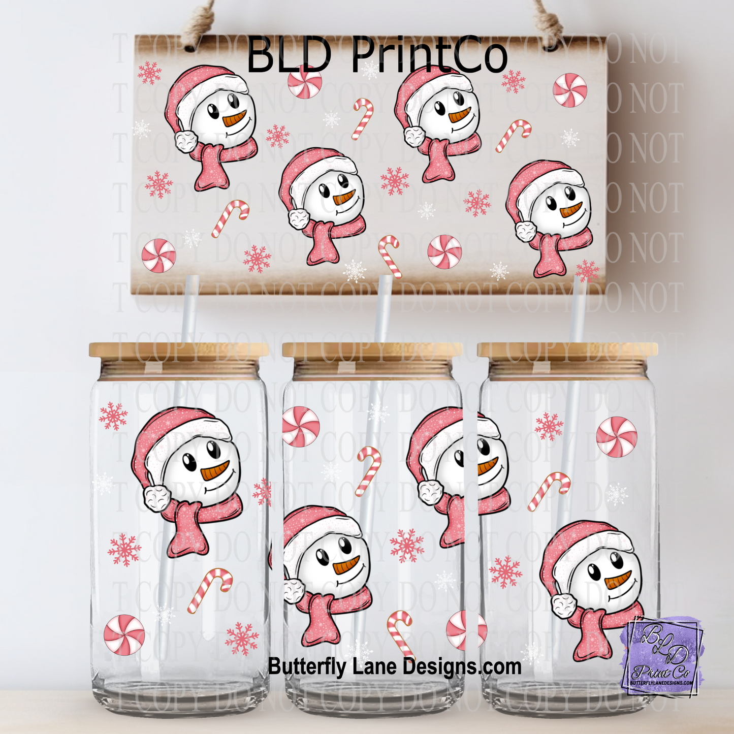 L887 Pink Snowman and candy