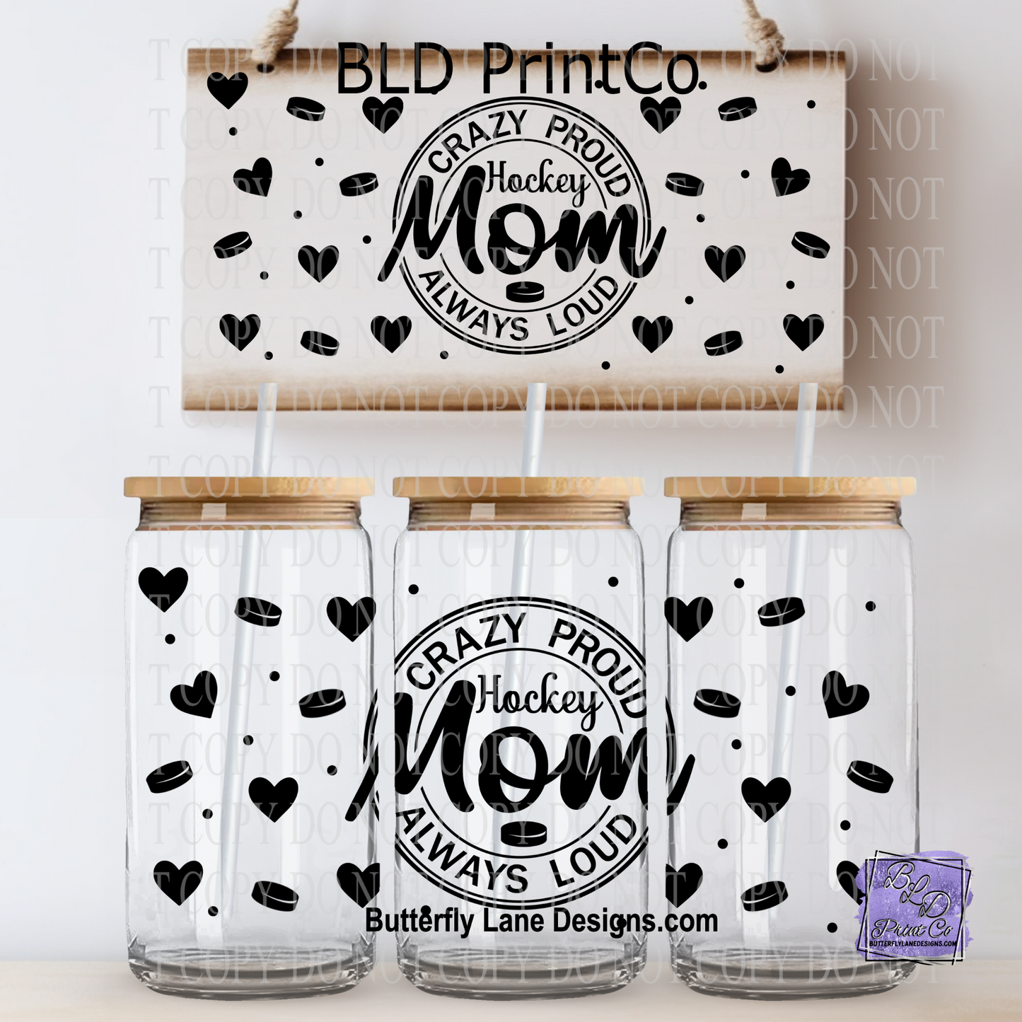 L904 Crazy Proud Hockey Mom-Blk