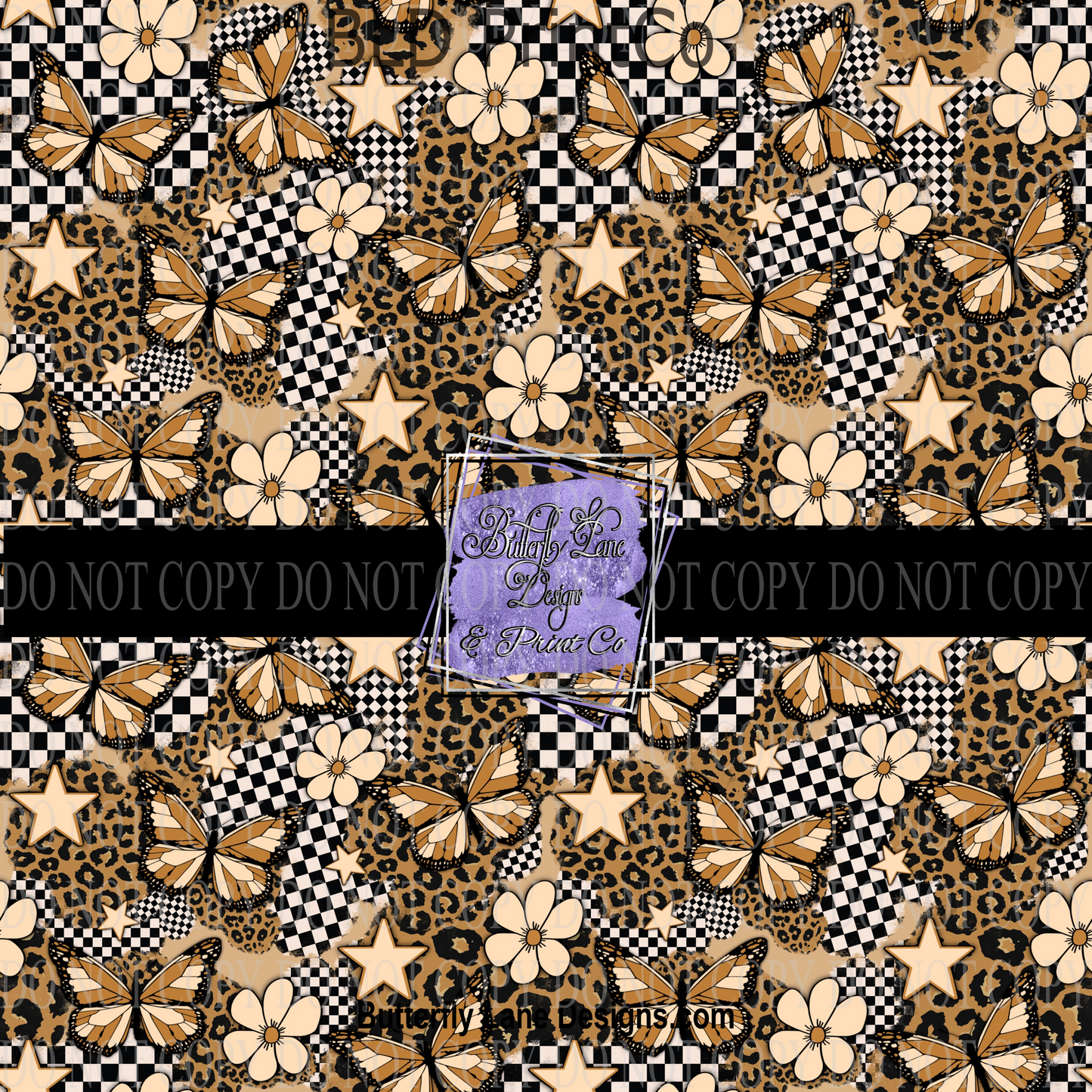 Leopard Print-Butterfly Checkered Groovy Print PV 688 Patterned Vinyl
