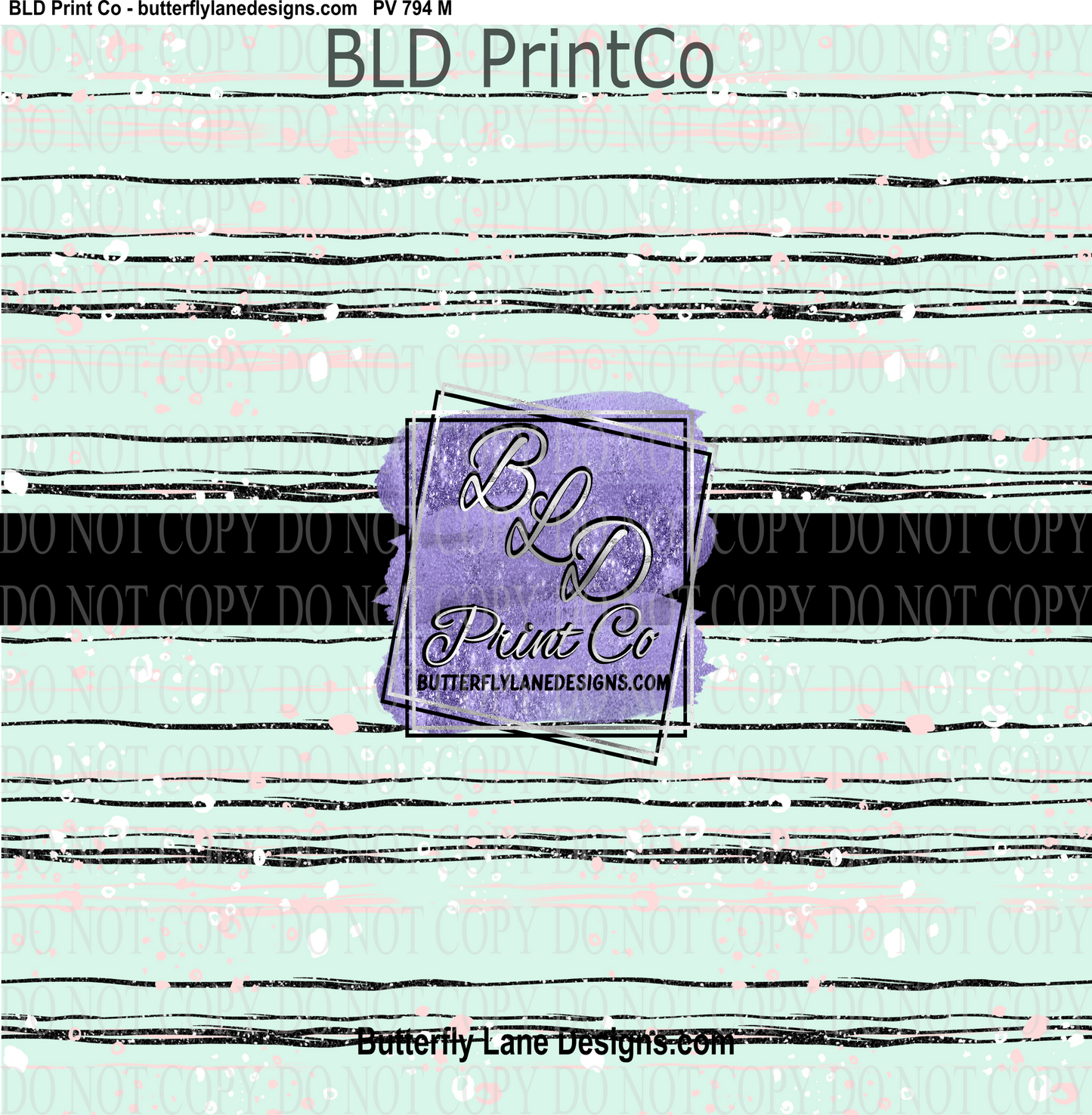 Mint Green with black and pink- PV 794 Patterned Vinyl