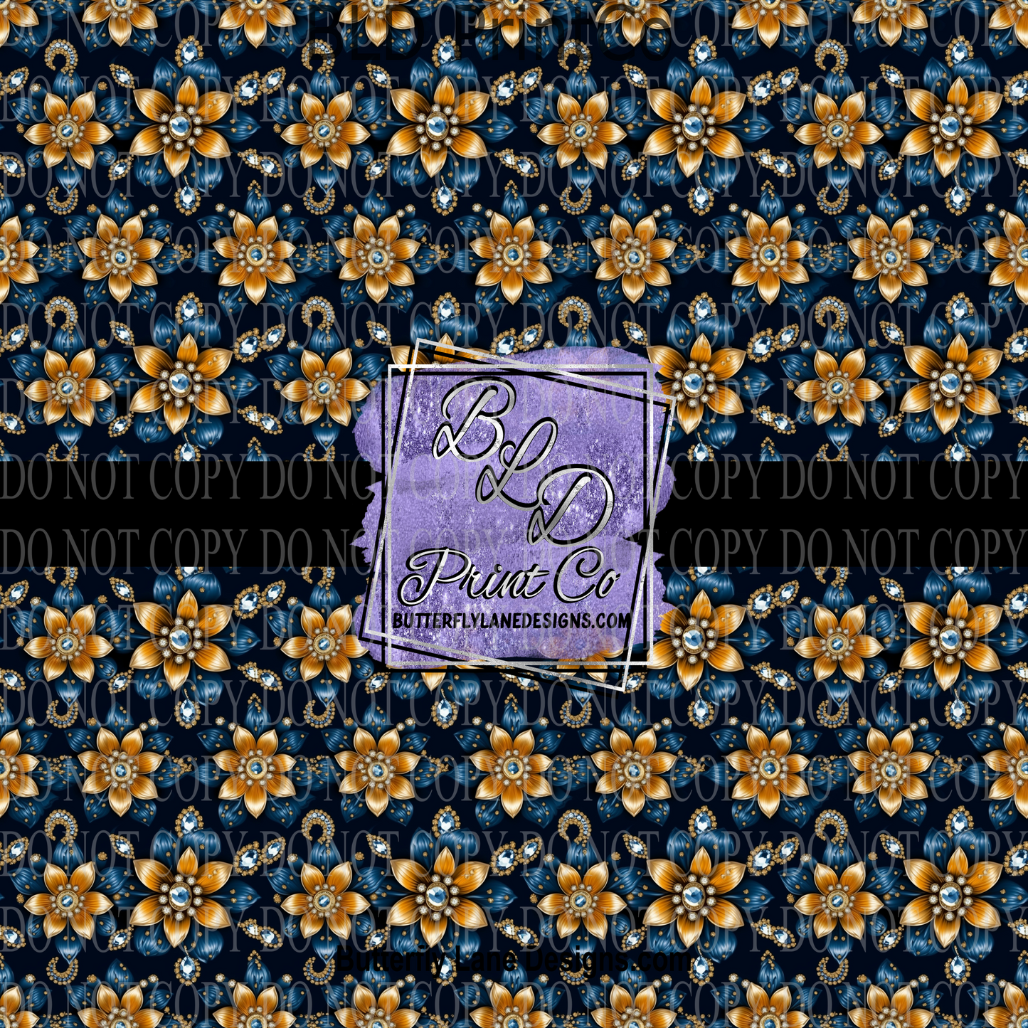 Navy & Gold Royal Florals - PV 826 Patterned Vinyl