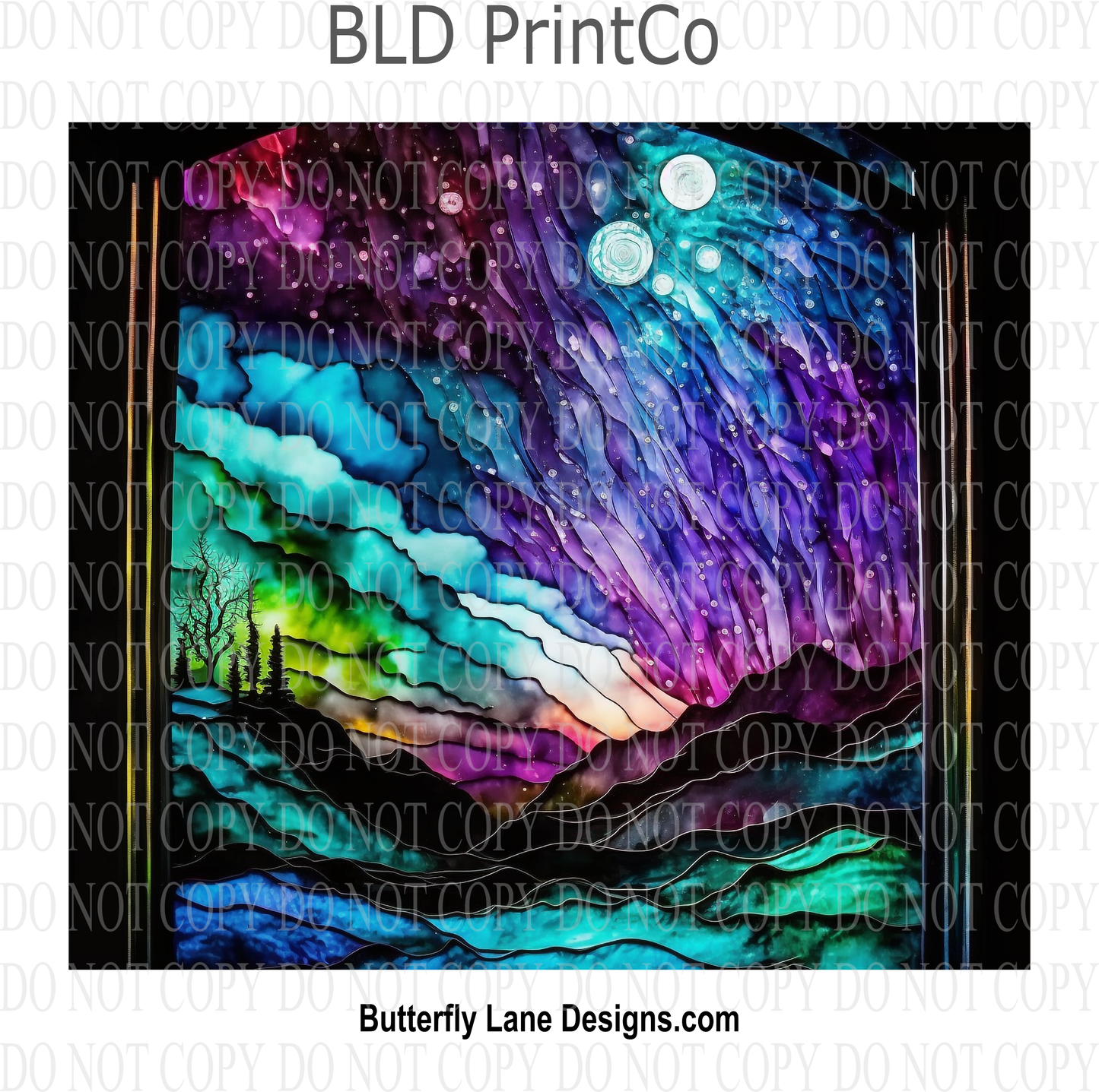 Northern Lights-stained glass effect : Tumbler wrap W44