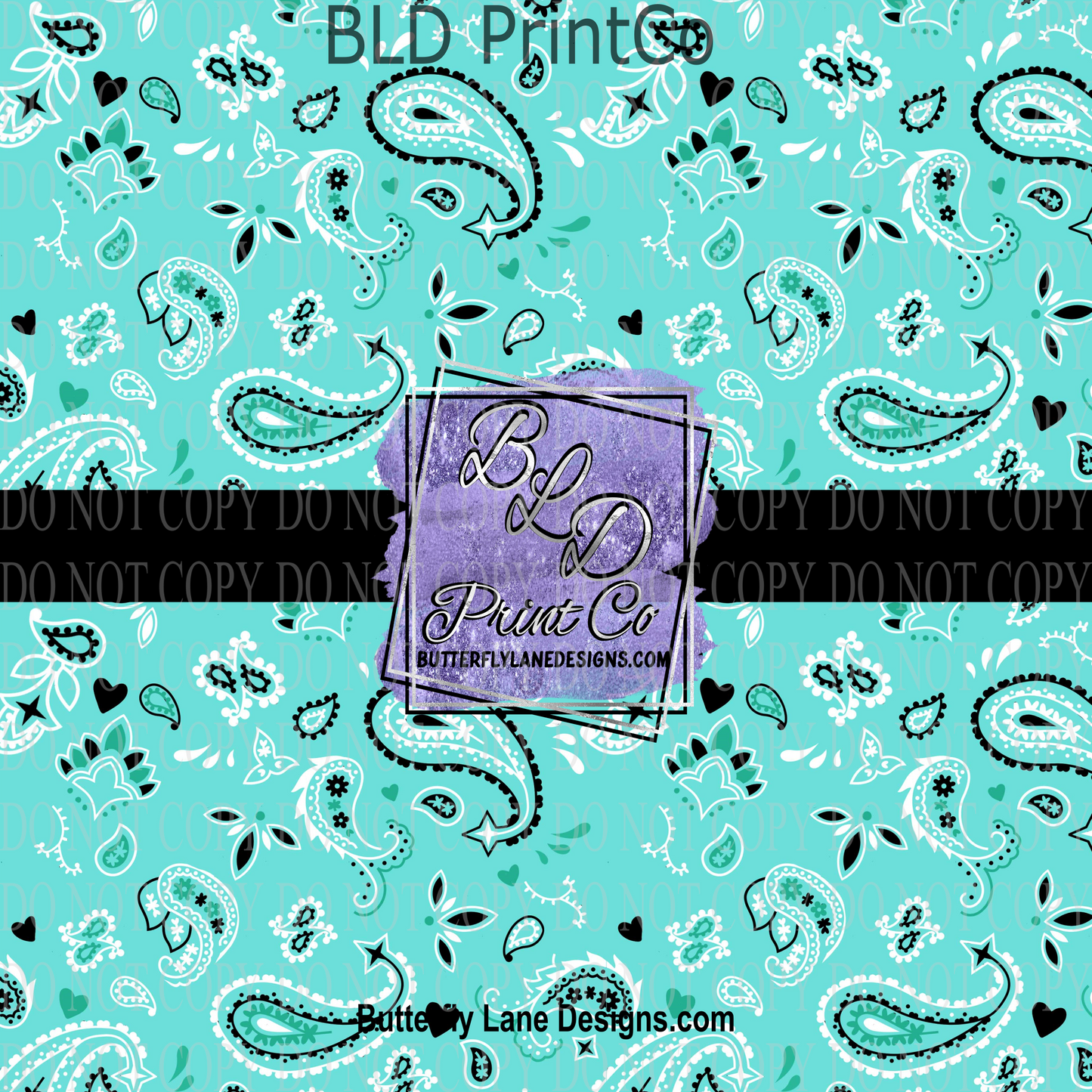Turquoise Paisley- Bandana - PV 1031   Patterned Vinyl