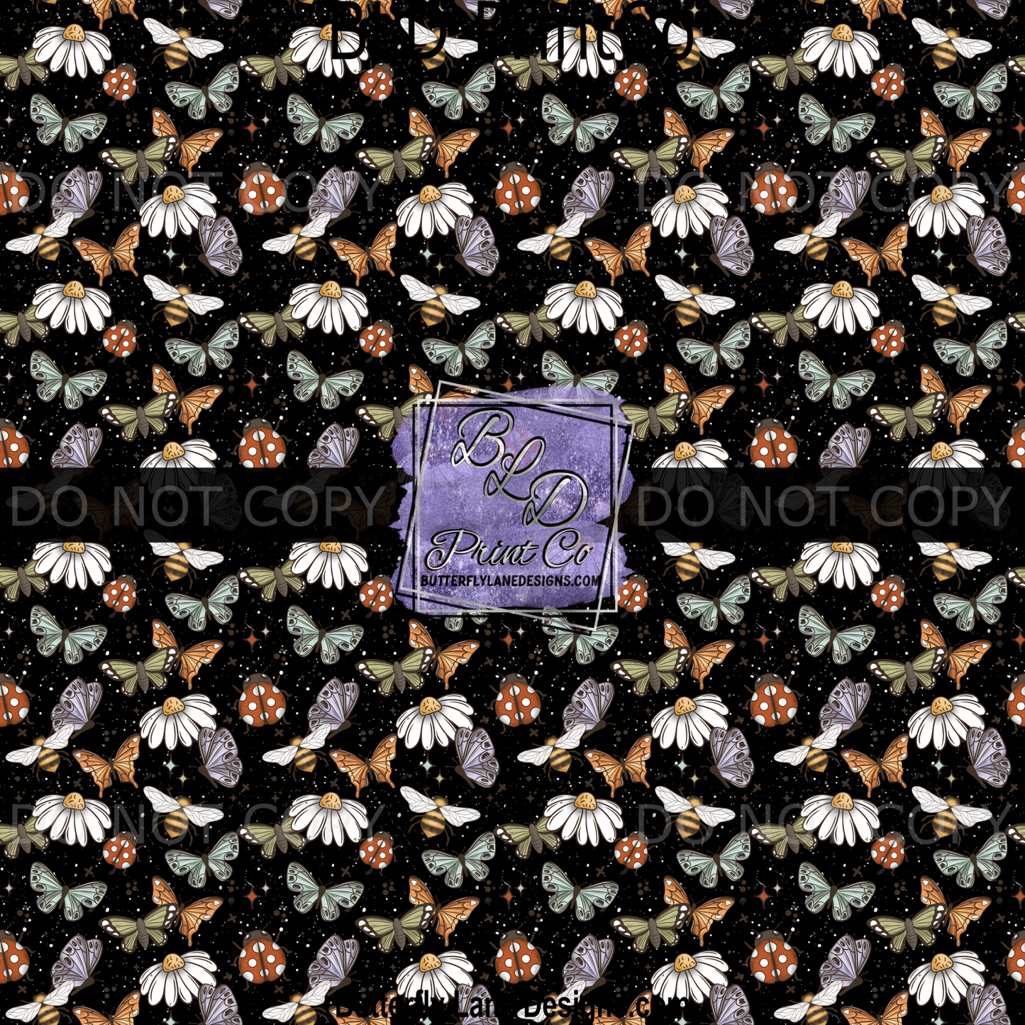 PV 1946 Butterflies Bees And Lady Bugs -Dark-