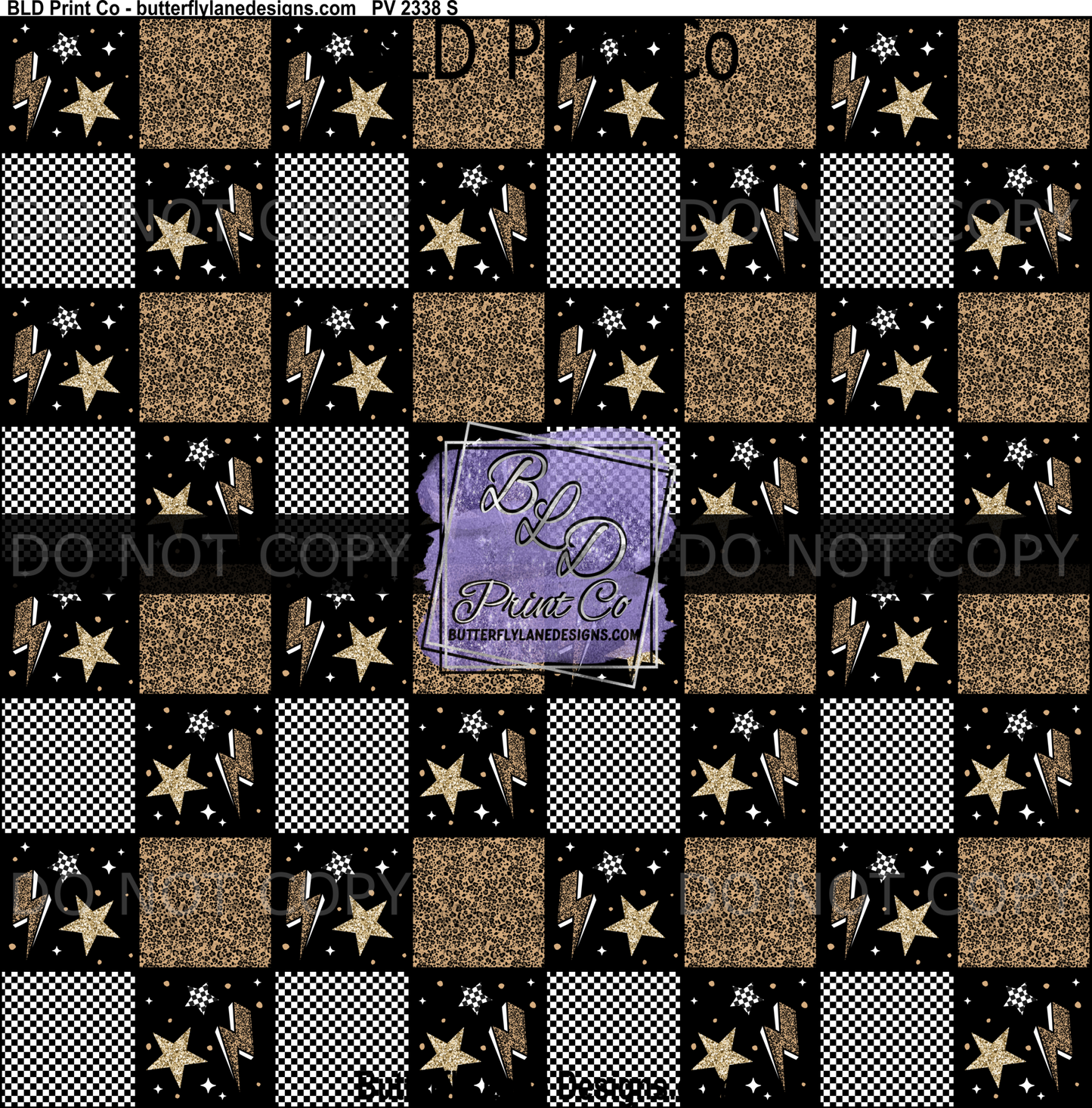 Leopard Lightning & Stars - Edgy Black Checkered PV2338