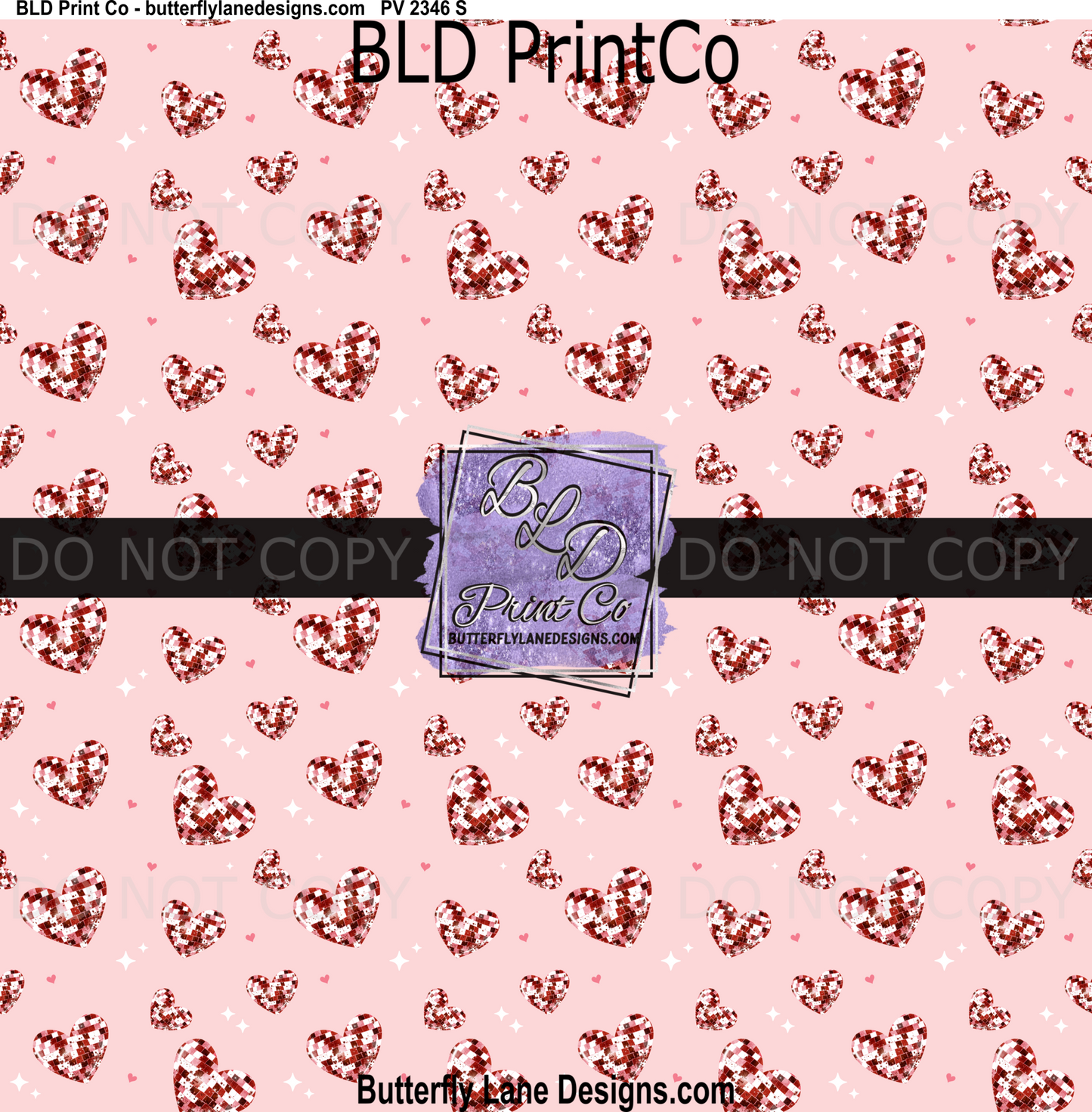 Pink Disco Ball Hearts Sparkle Seamless Pattern PV 2346