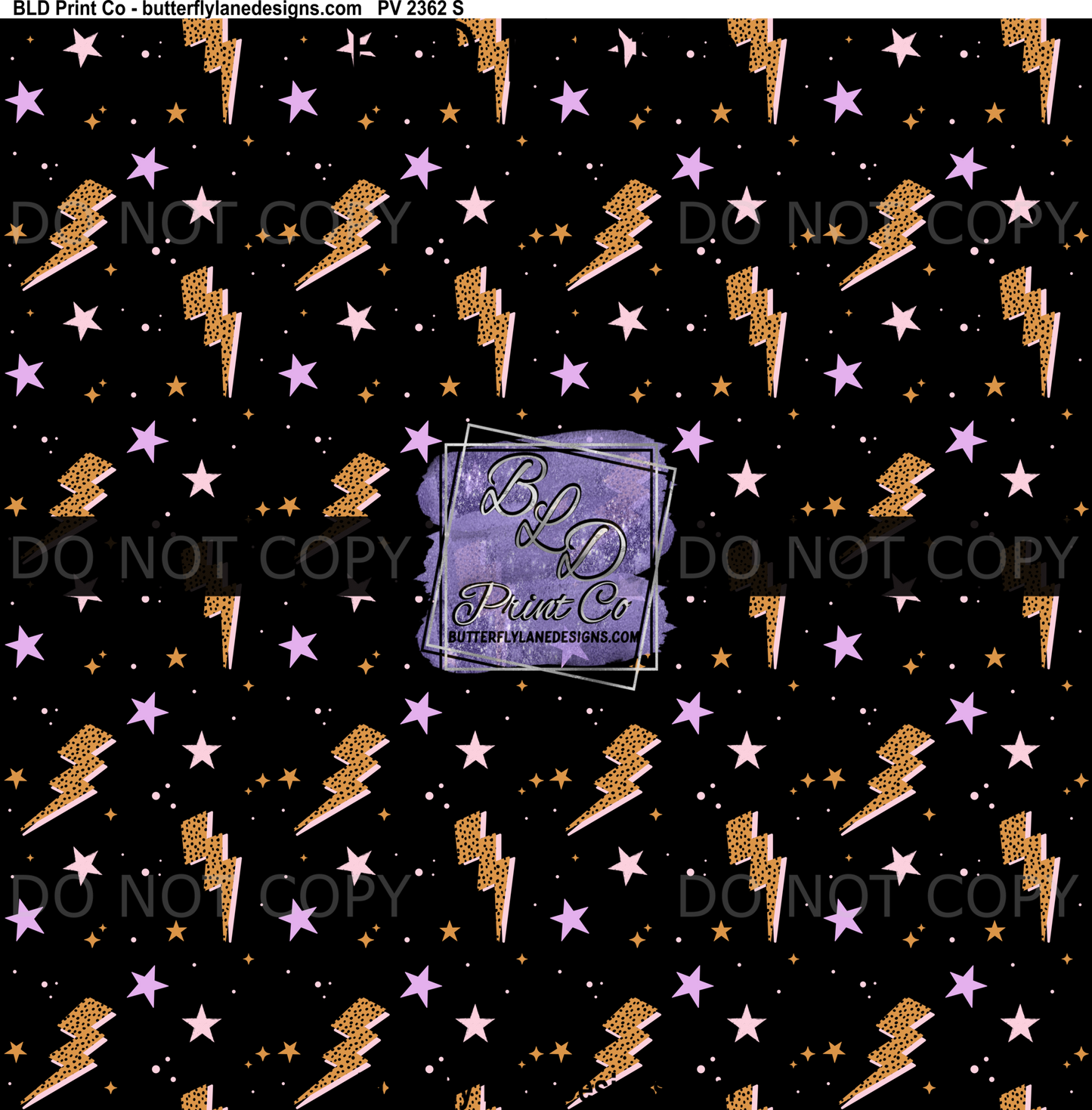 Orange Polkadot Lightning Bolts | Starry Night Pattern | PV 2362