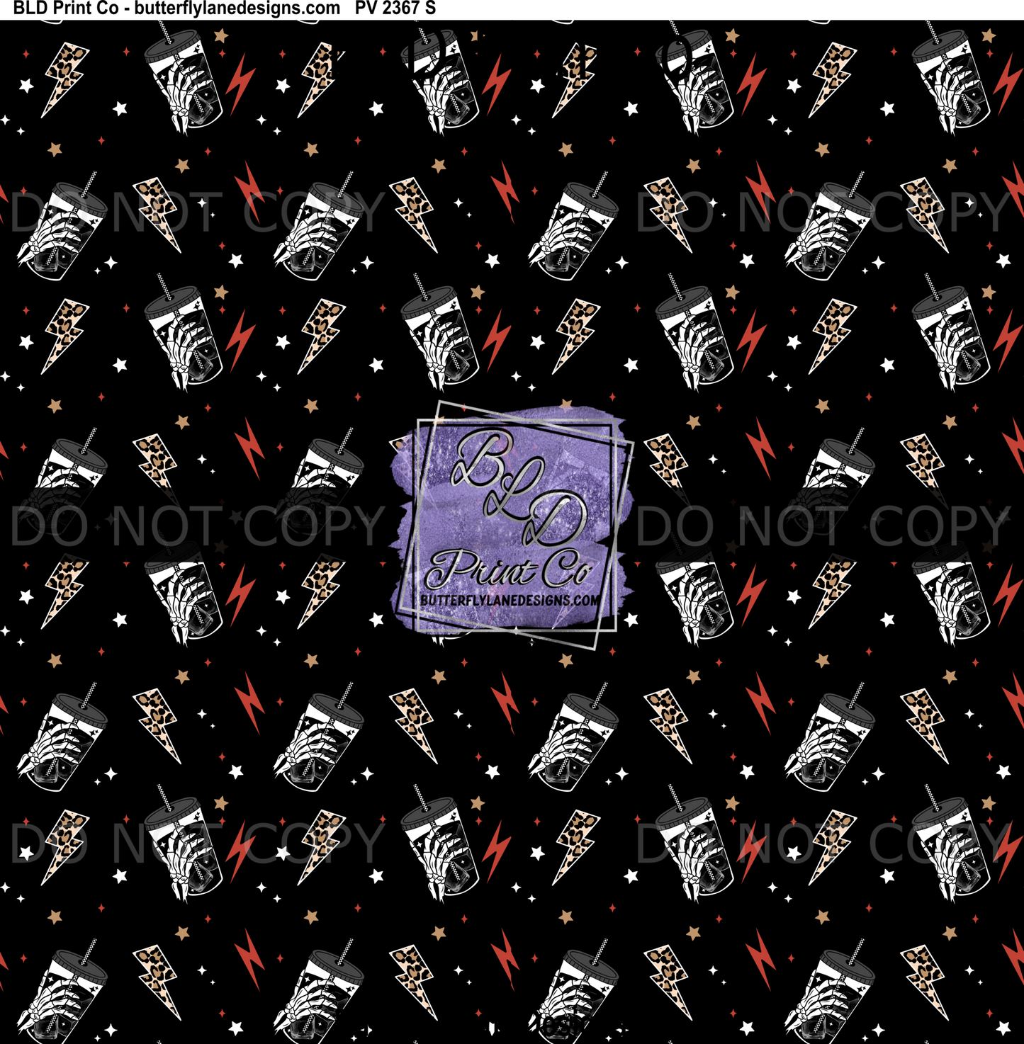 Skellie Coffee Print | Skeleton Hand and Iced Coffee Design | PV 2367