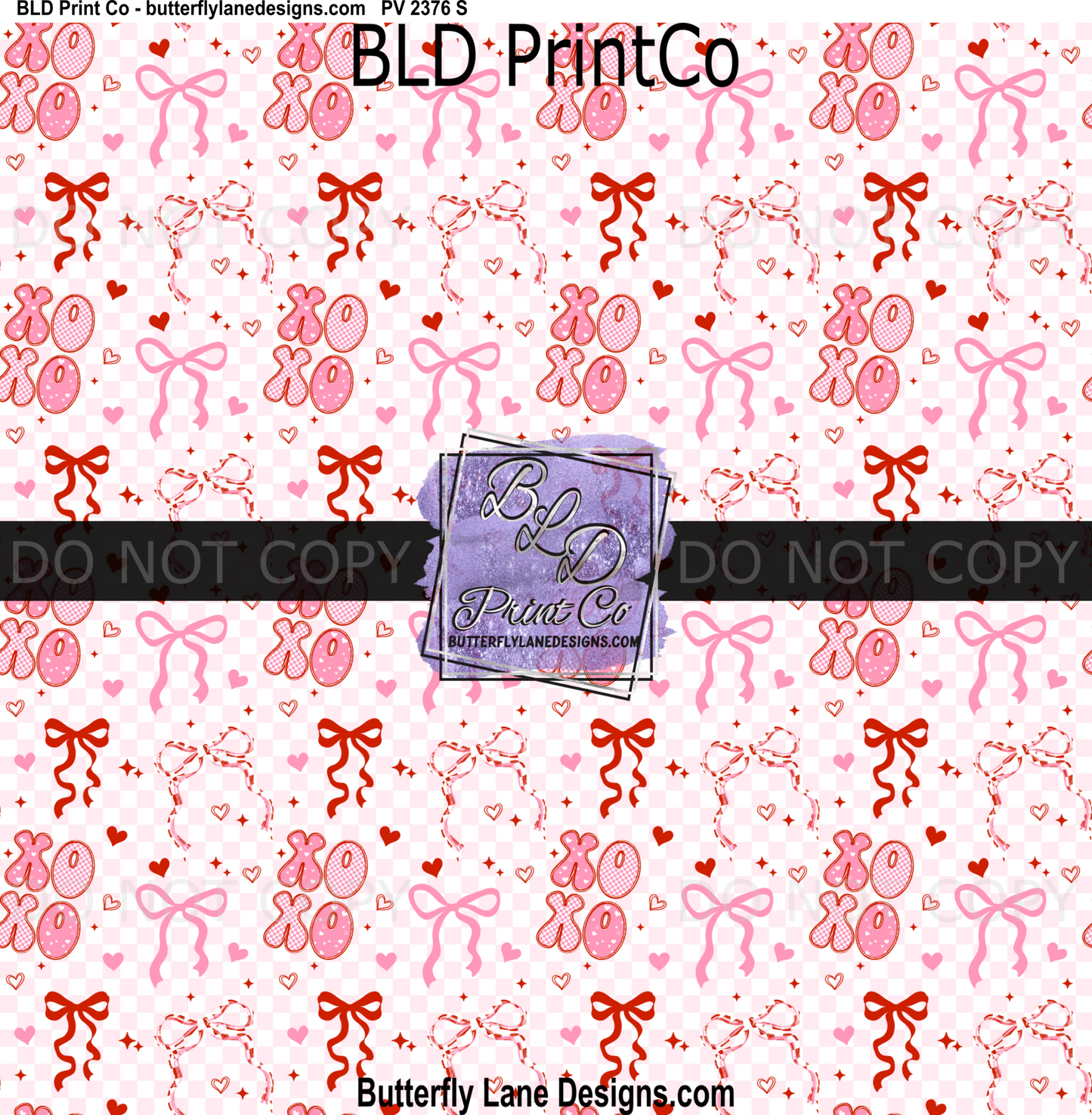 Xoxo Bow Print | Pink Gingham and Ribbon Design | PV 2376