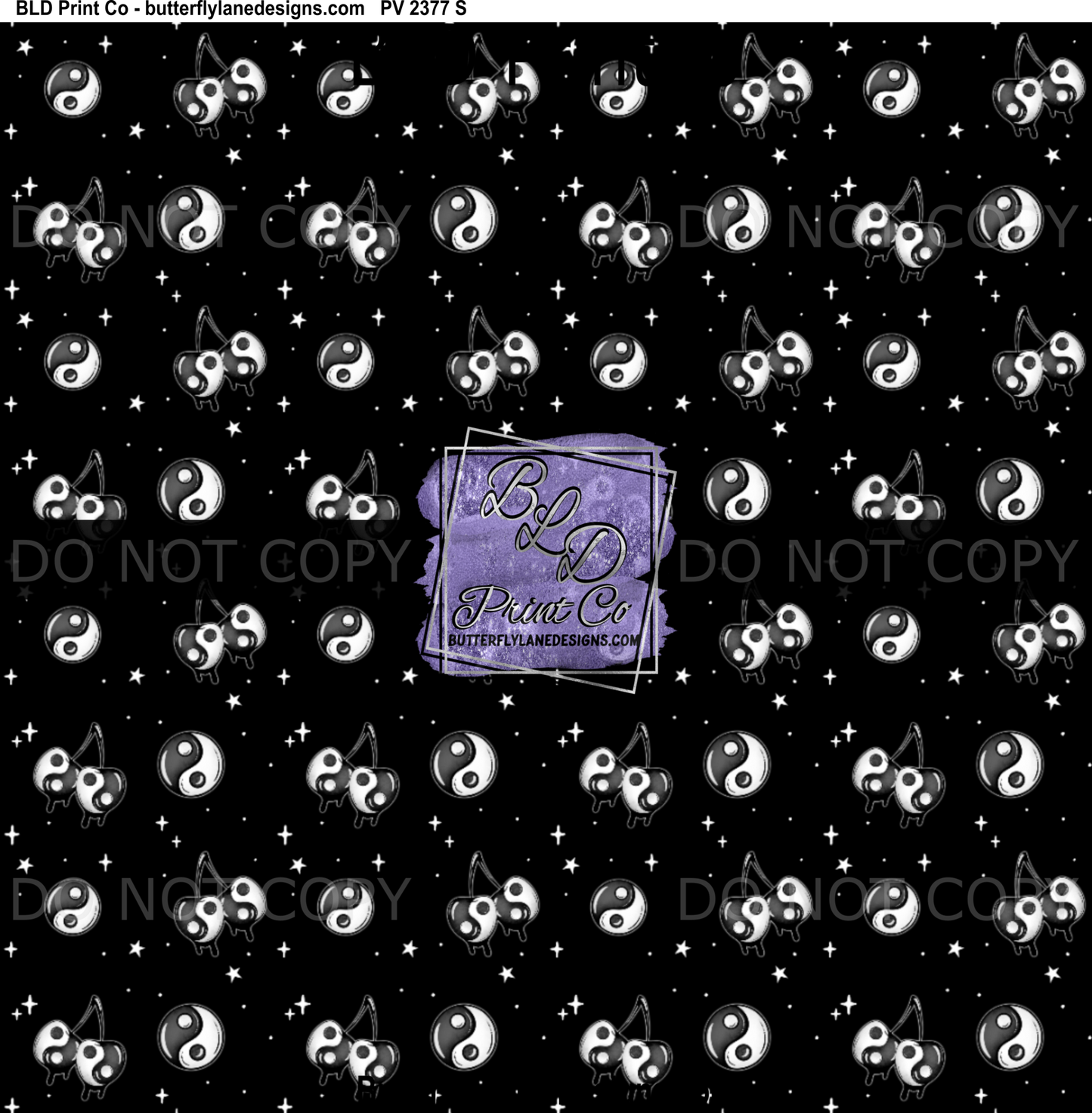 Yin Yang Cherries Print | Celestial Star and Cherry Design | PV 2377